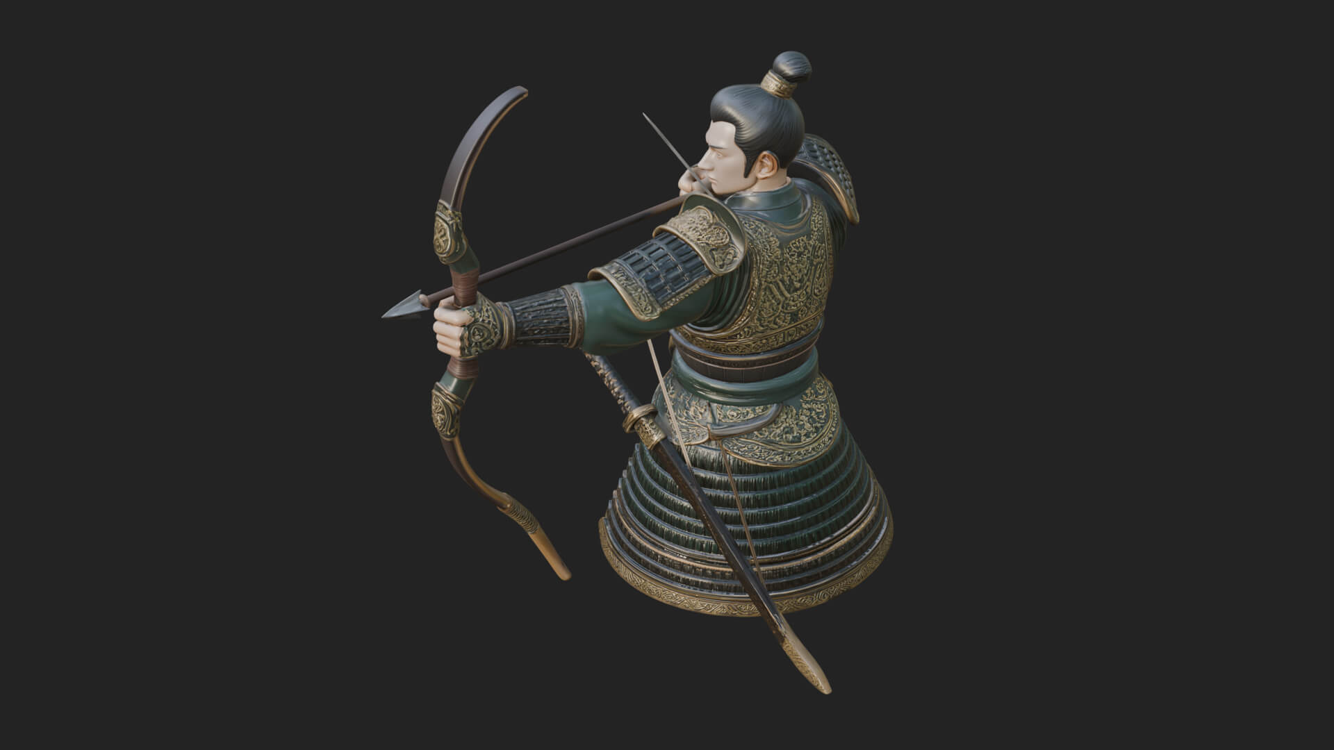 Samurai Archer Statue Design 8 3D Print Model 3D Model
