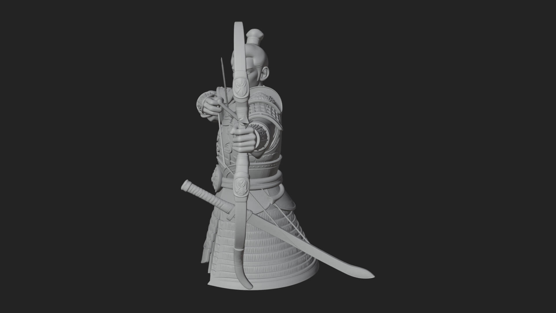 Samurai Archer Statue Design 8 3D Print Model 3D Model