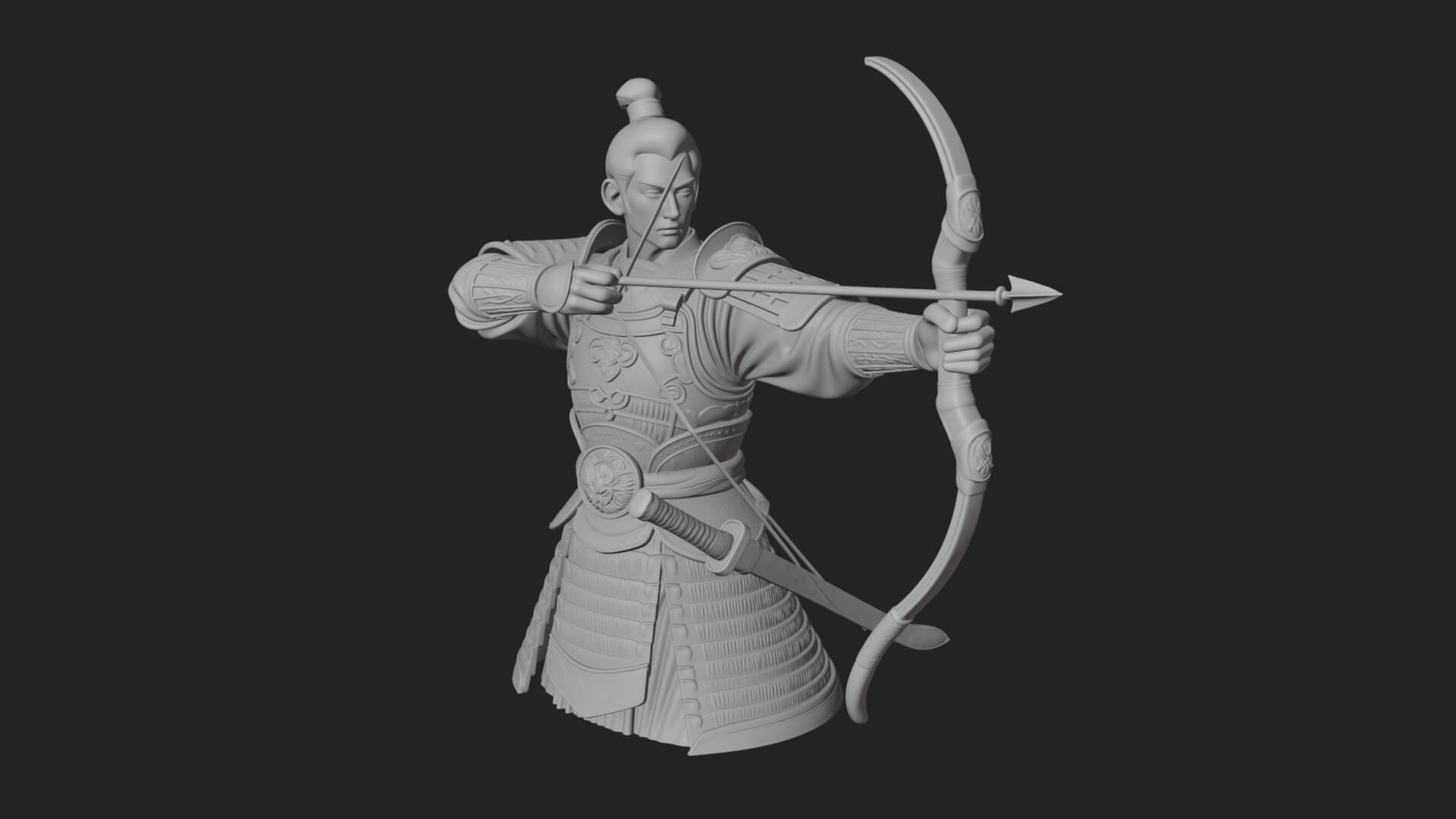 Samurai Archer Statue Design 8 3D Print Model 3D Model
