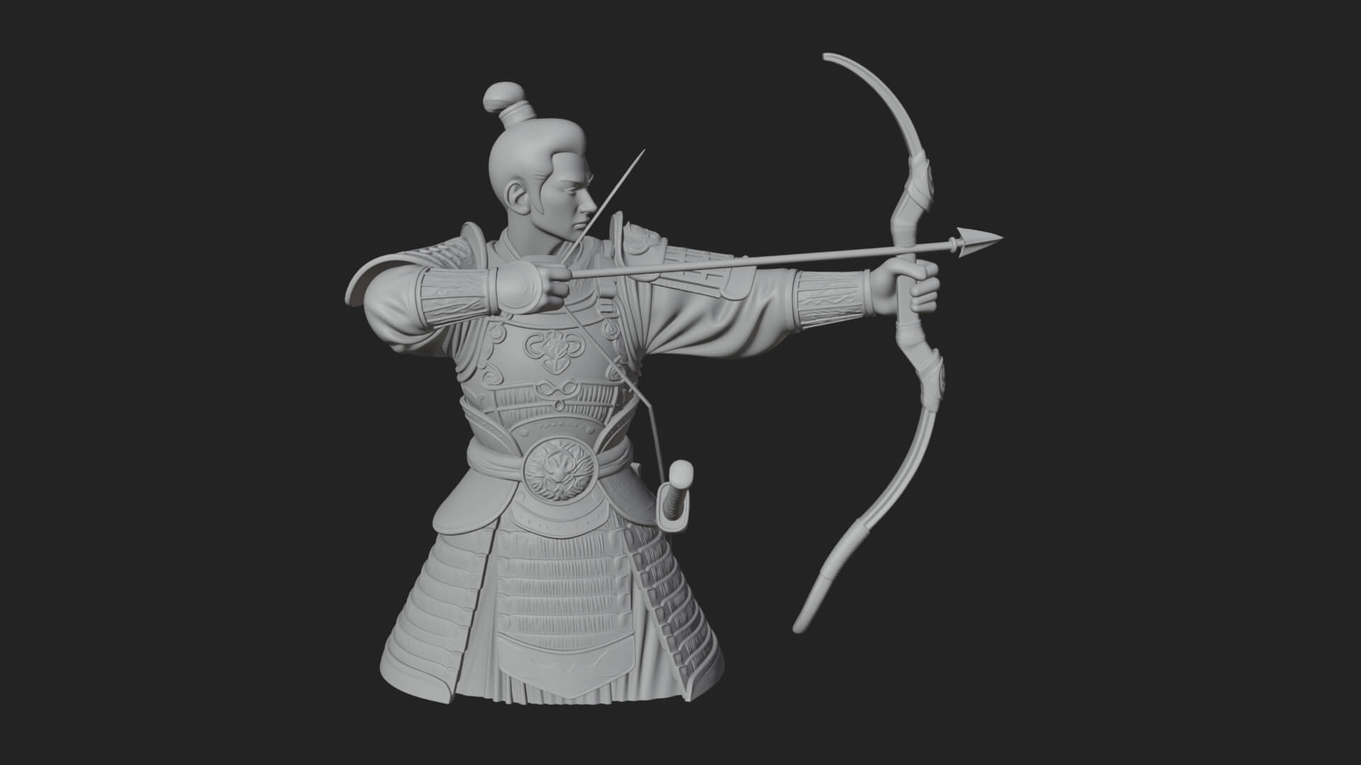 Samurai Archer Statue Design 8 3D Print Model 3D Model