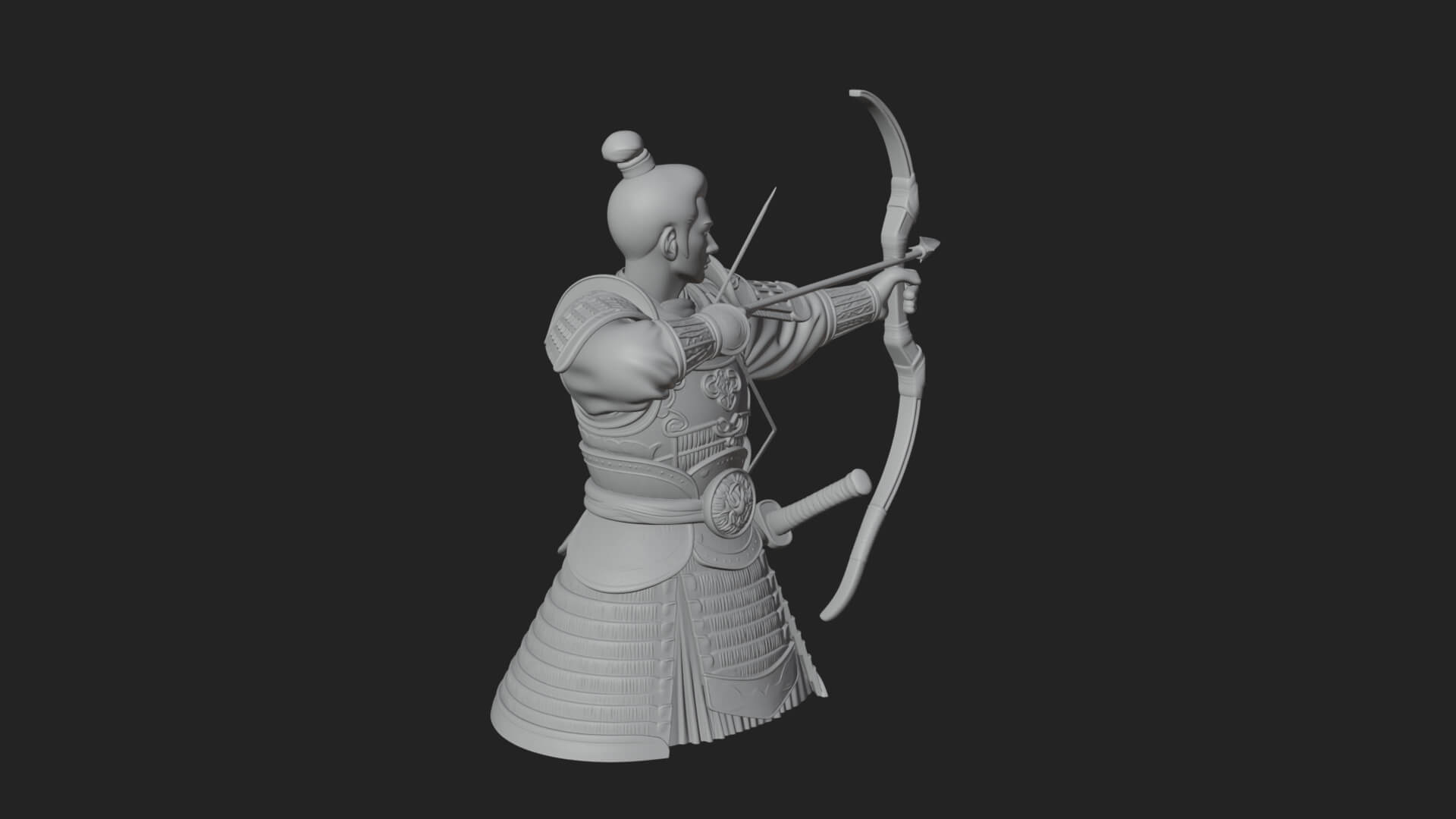 Samurai Archer Statue Design 8 3D Print Model 3D Model