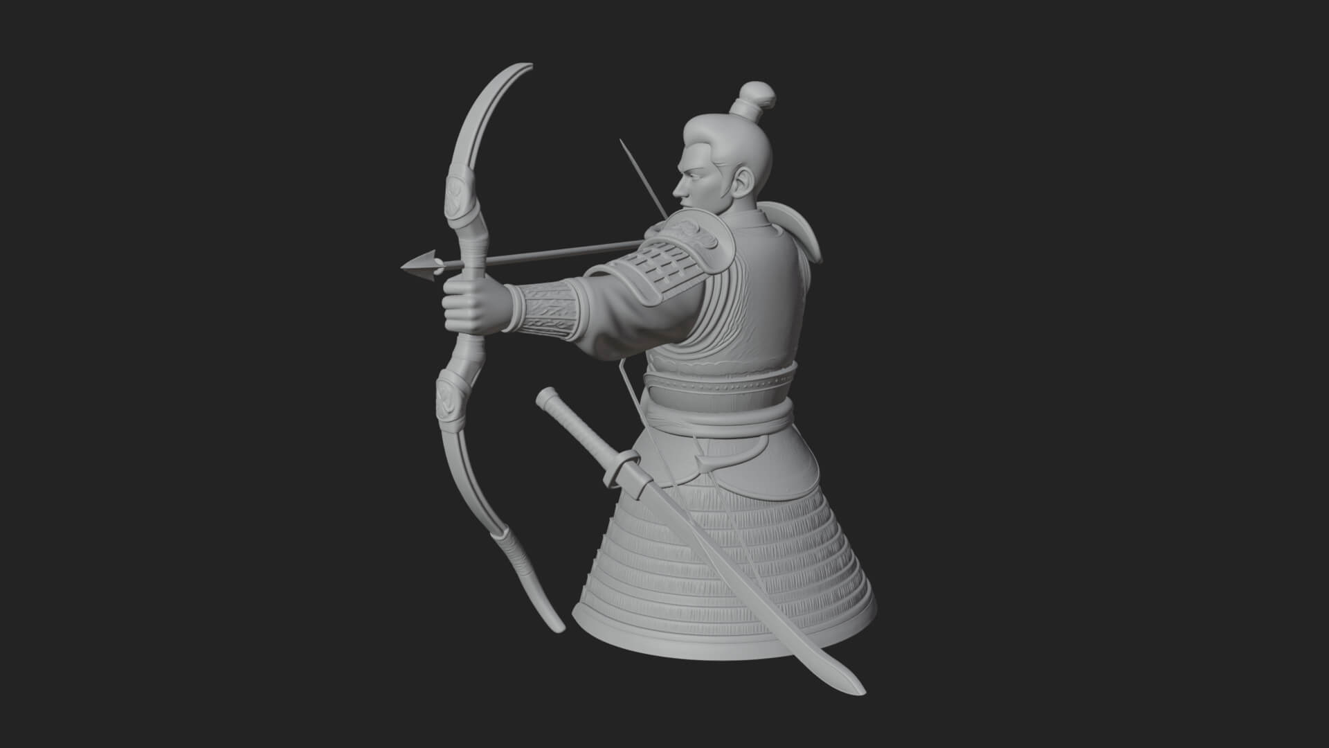 Samurai Archer Statue Design 8 3D Print Model 3D Model