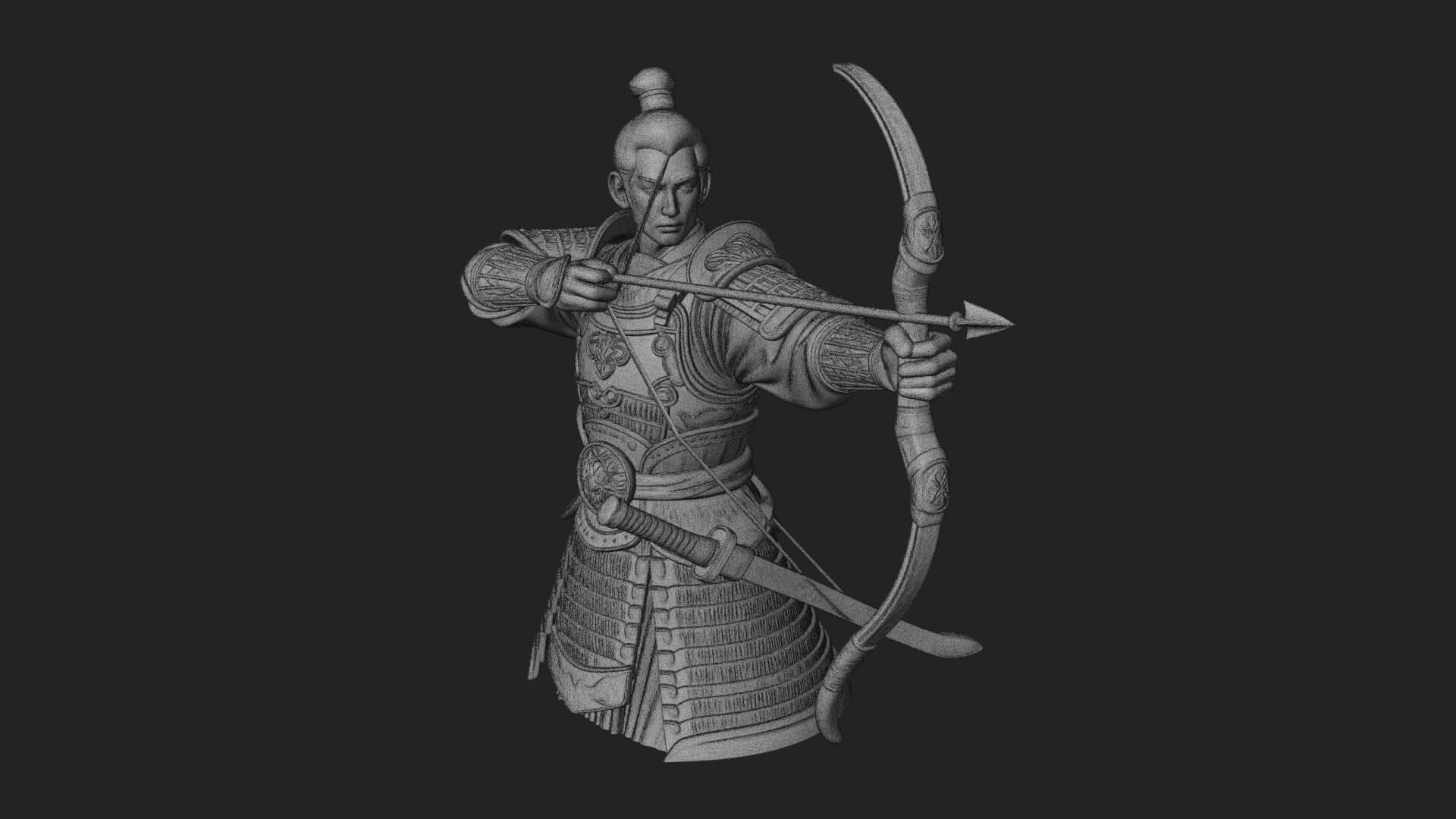Samurai Archer Statue Design 8 3D Print Model 3D Model