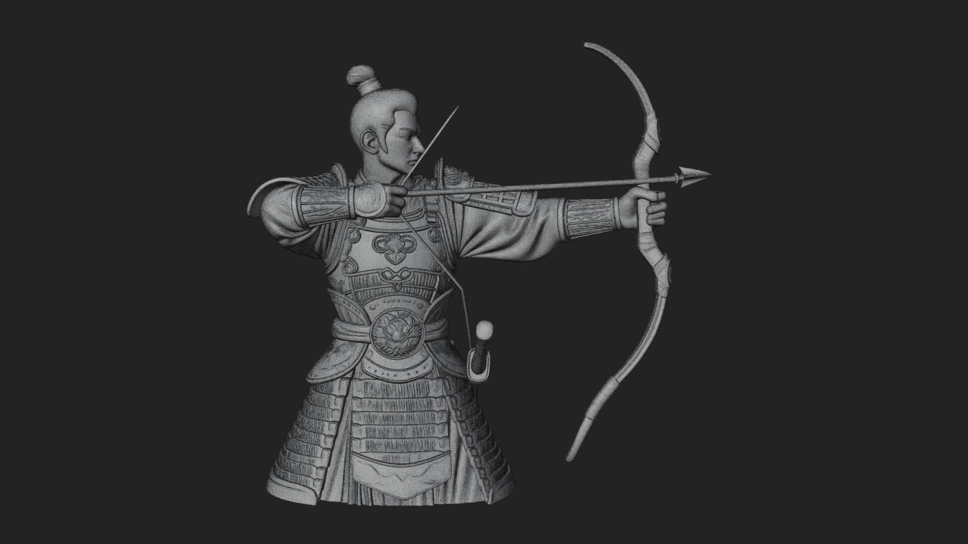 Samurai Archer Statue Design 8 3D Print Model 3D Model