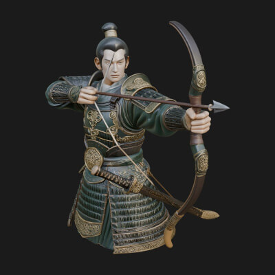 Samurai Archer Statue Design 8 3D Print Model