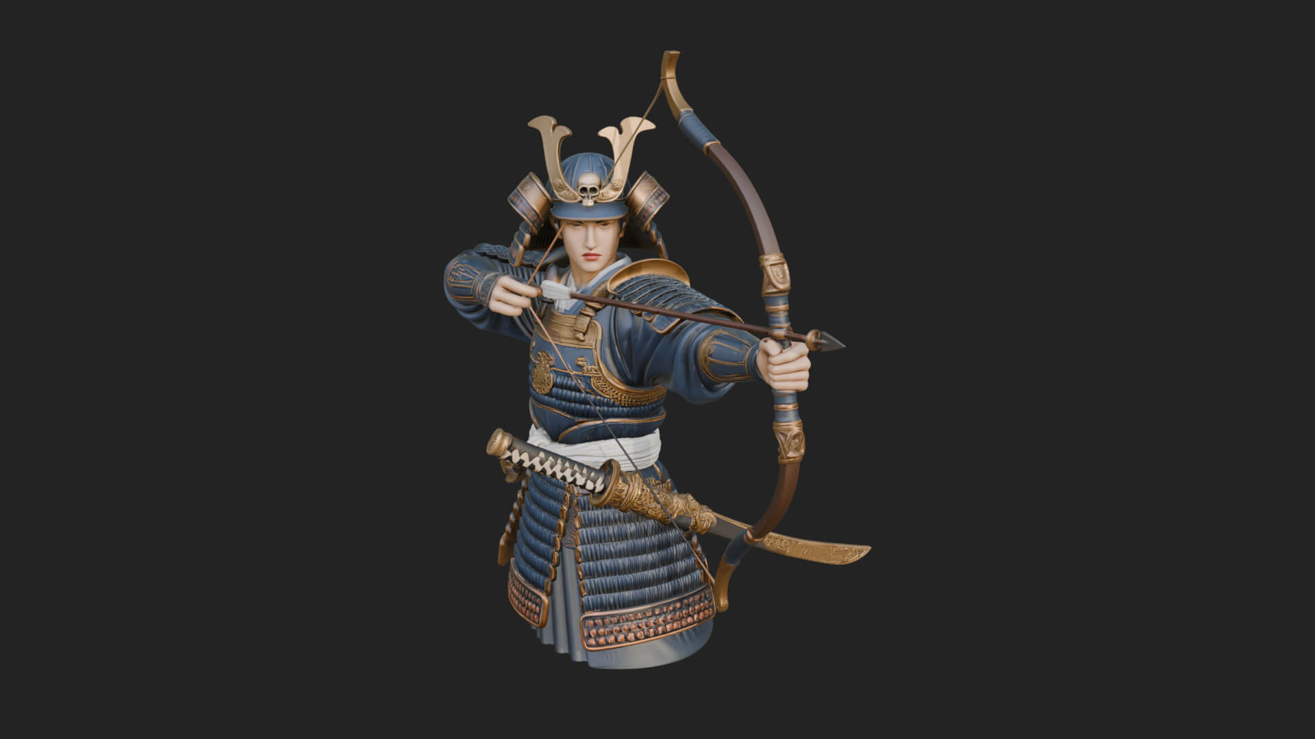 Samurai Archer Statue Design 9 3D Print Model 3D Model