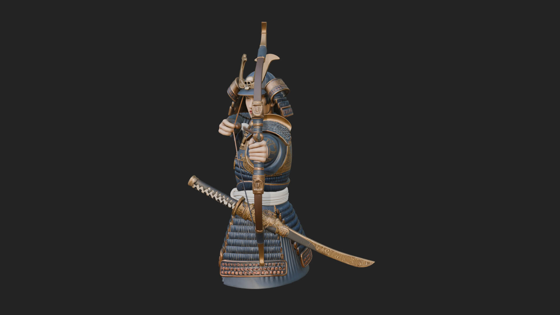 Samurai Archer Statue Design 9 3D Print Model 3D Model