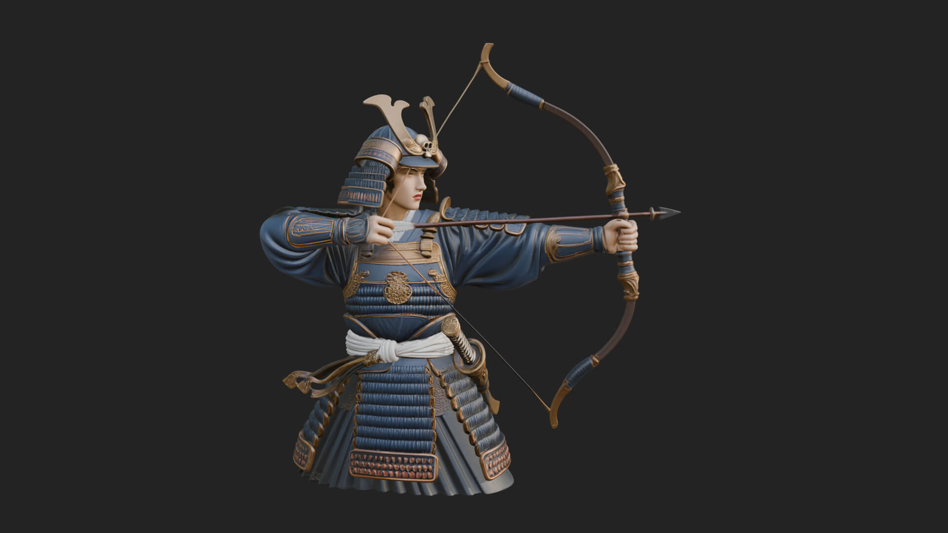 Samurai Archer Statue Design 9 3D Print Model 3D Model