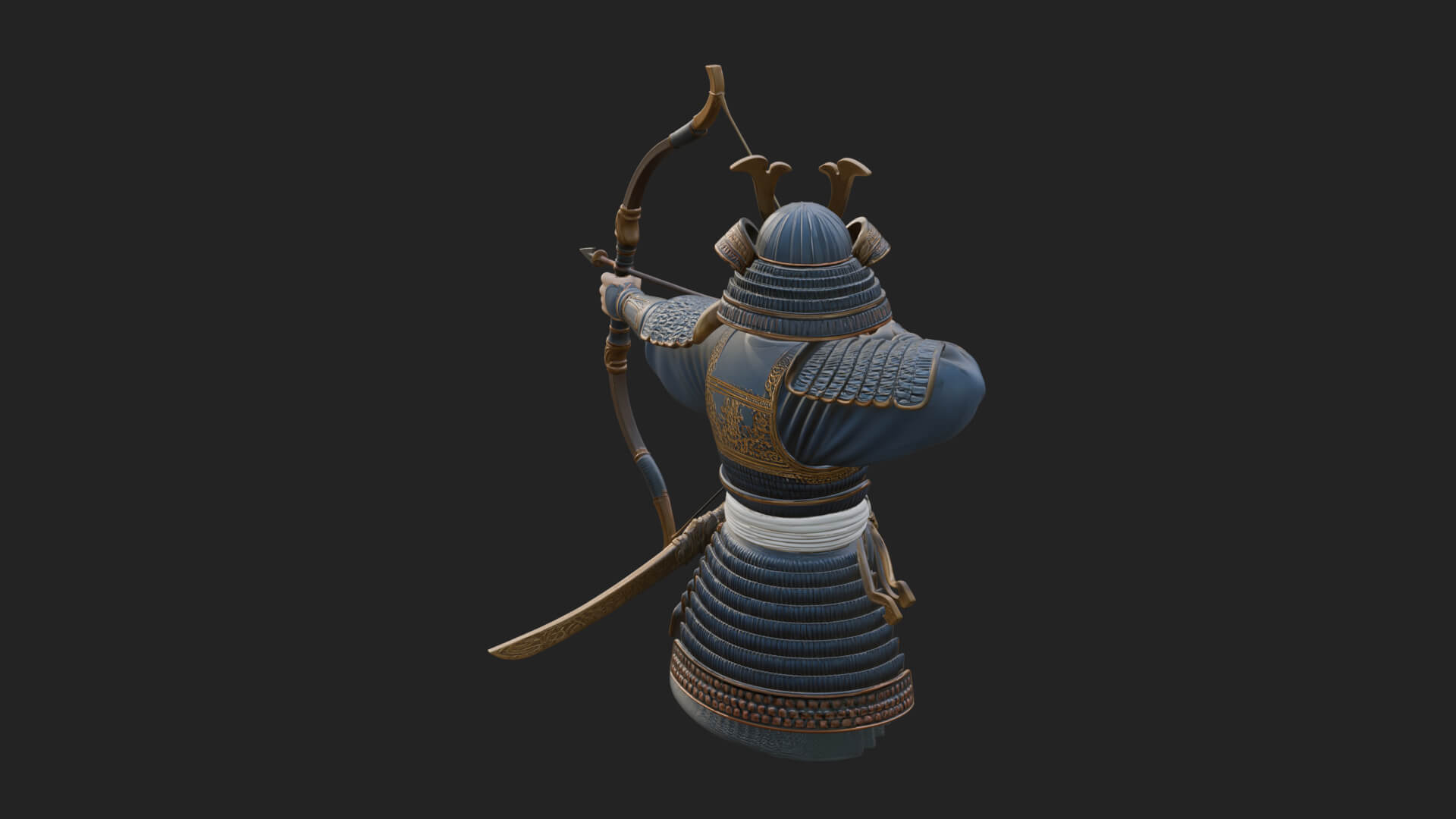 Samurai Archer Statue Design 9 3D Print Model 3D Model