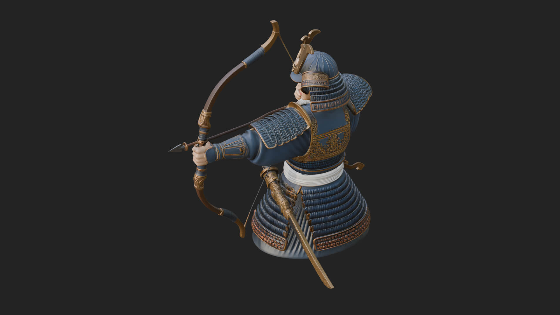 Samurai Archer Statue Design 9 3D Print Model 3D Model