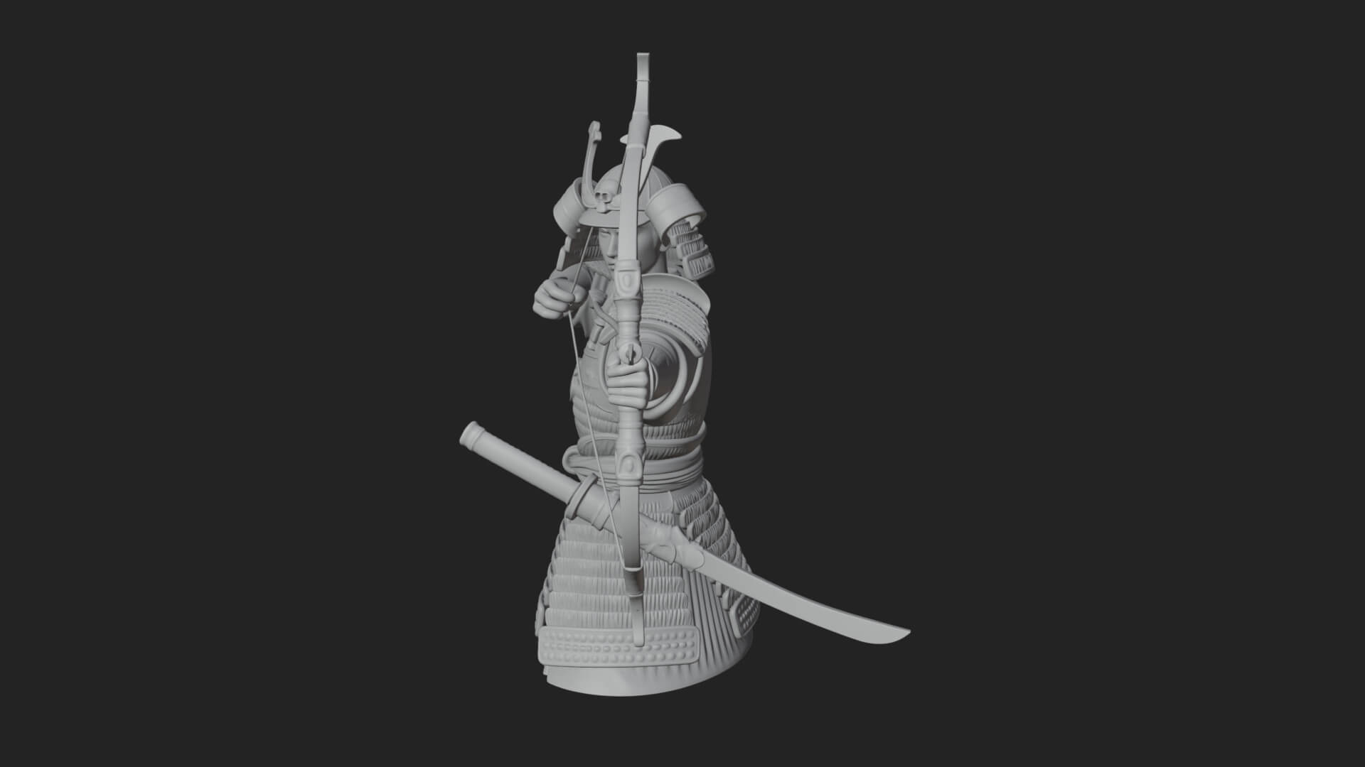 Samurai Archer Statue Design 9 3D Print Model 3D Model