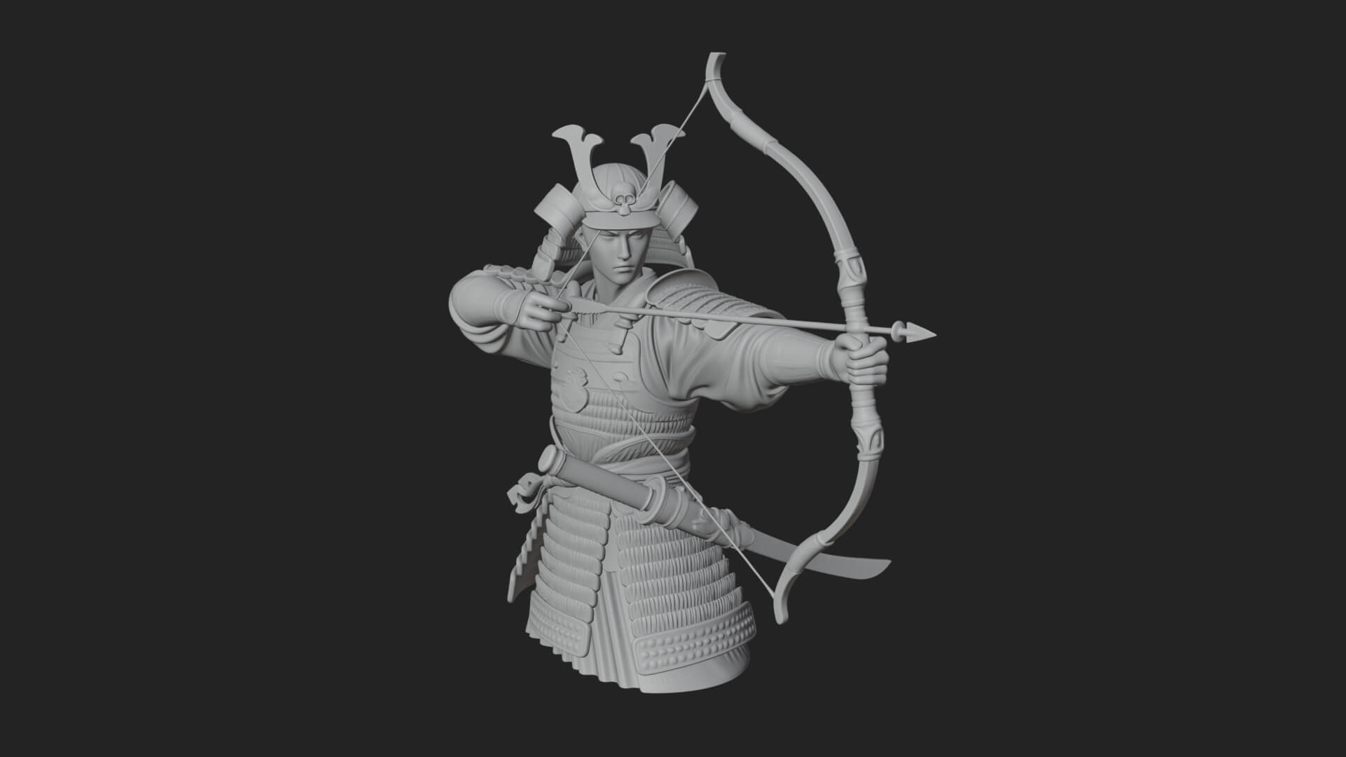 Samurai Archer Statue Design 9 3D Print Model 3D Model