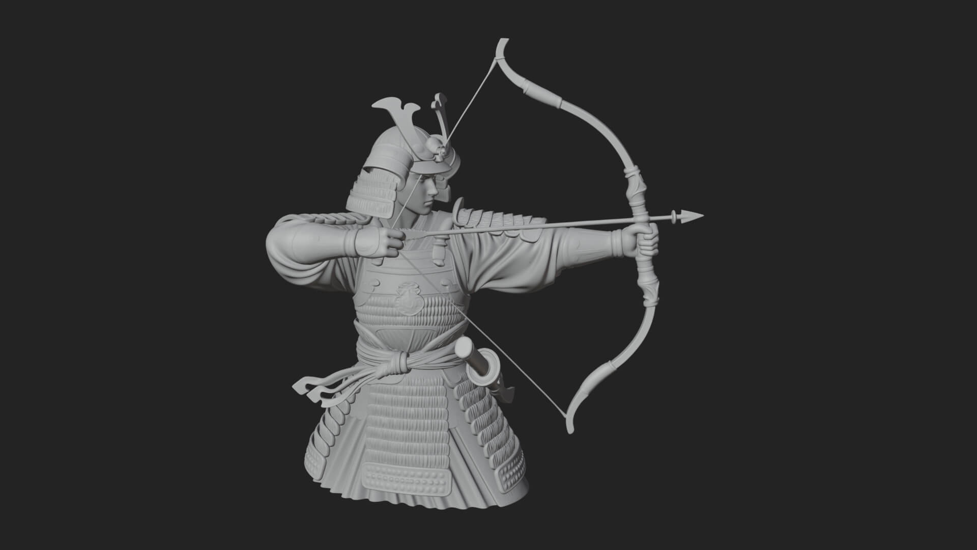 Samurai Archer Statue Design 9 3D Print Model 3D Model