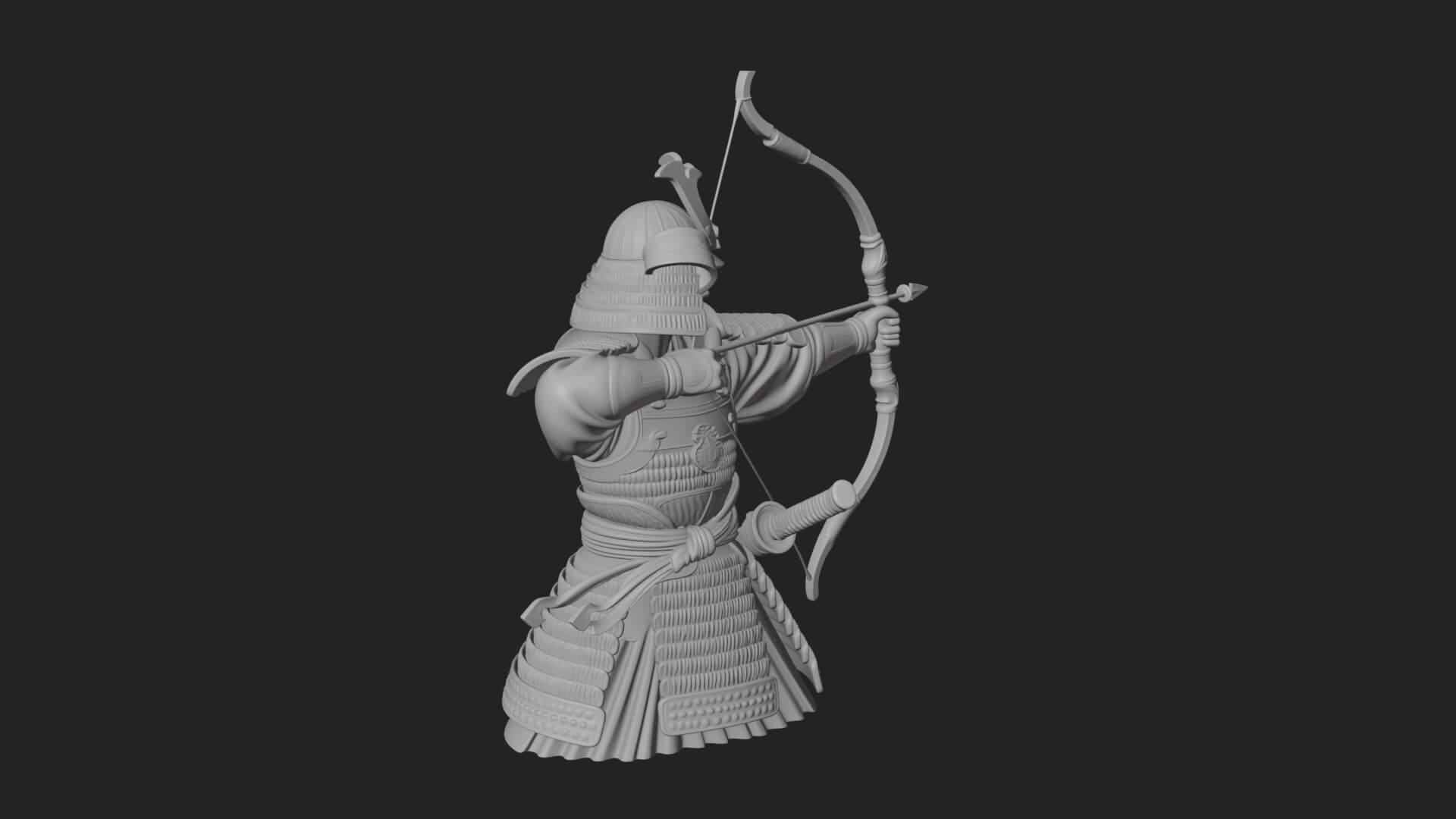 Samurai Archer Statue Design 9 3D Print Model 3D Model
