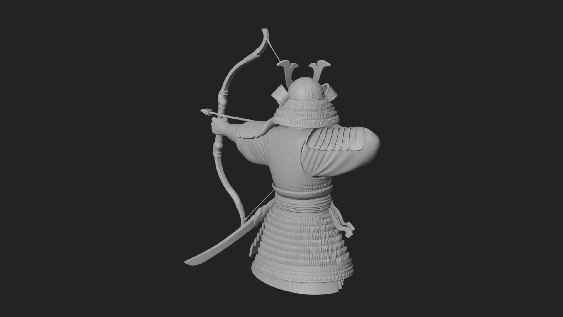 Samurai Archer Statue Design 9 3D Print Model 3D Model