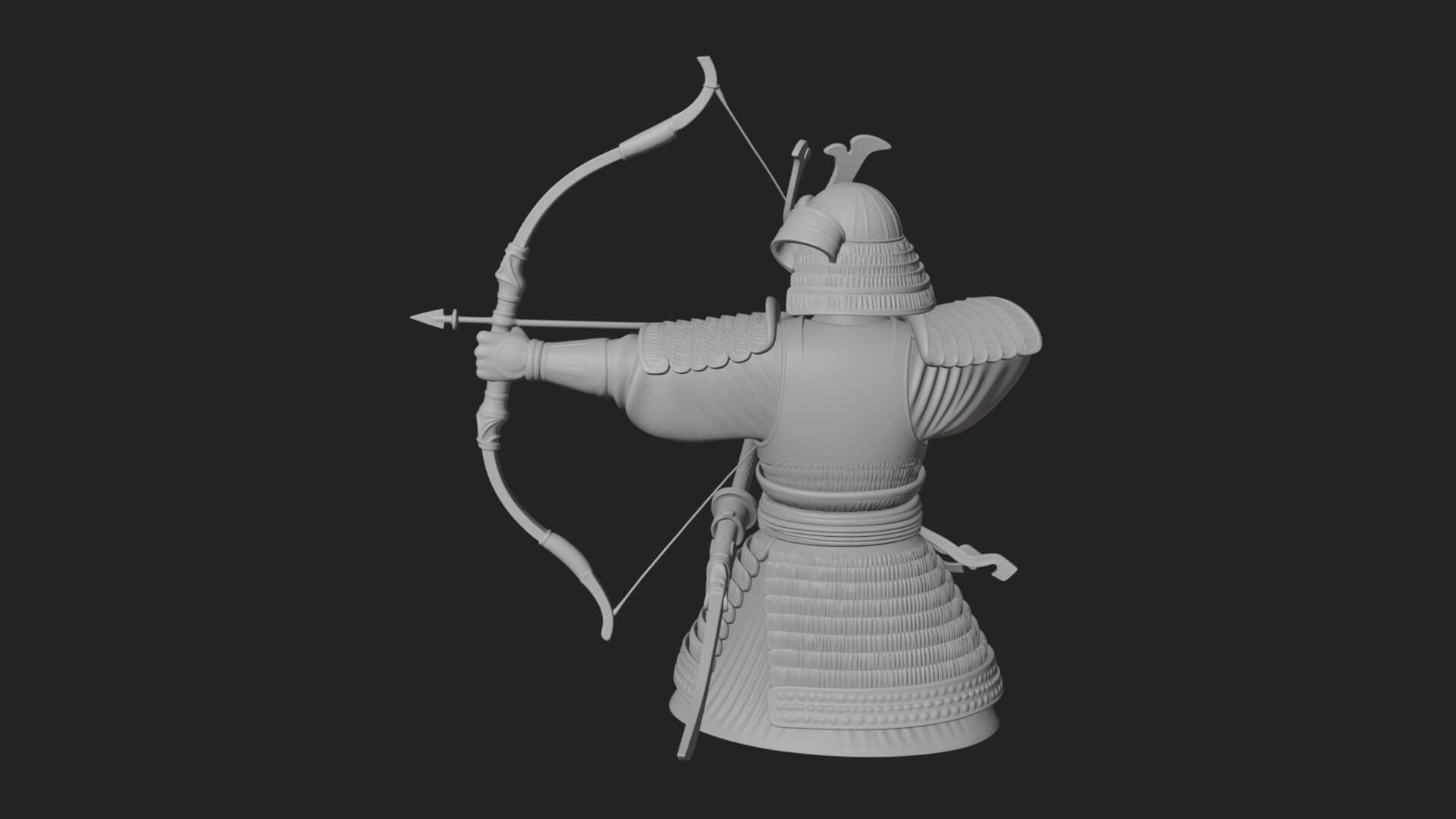 Samurai Archer Statue Design 9 3D Print Model 3D Model