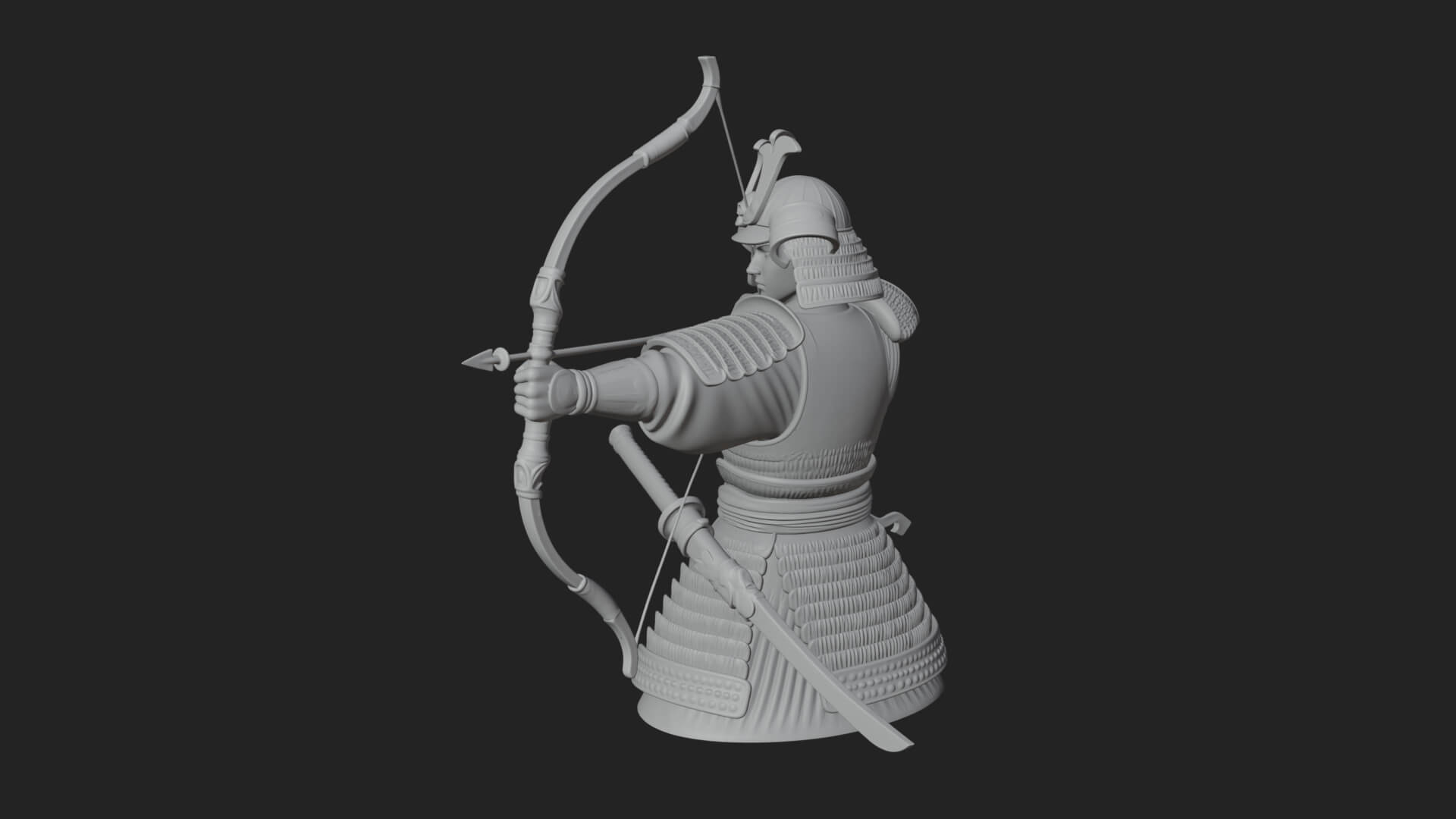 Samurai Archer Statue Design 9 3D Print Model 3D Model