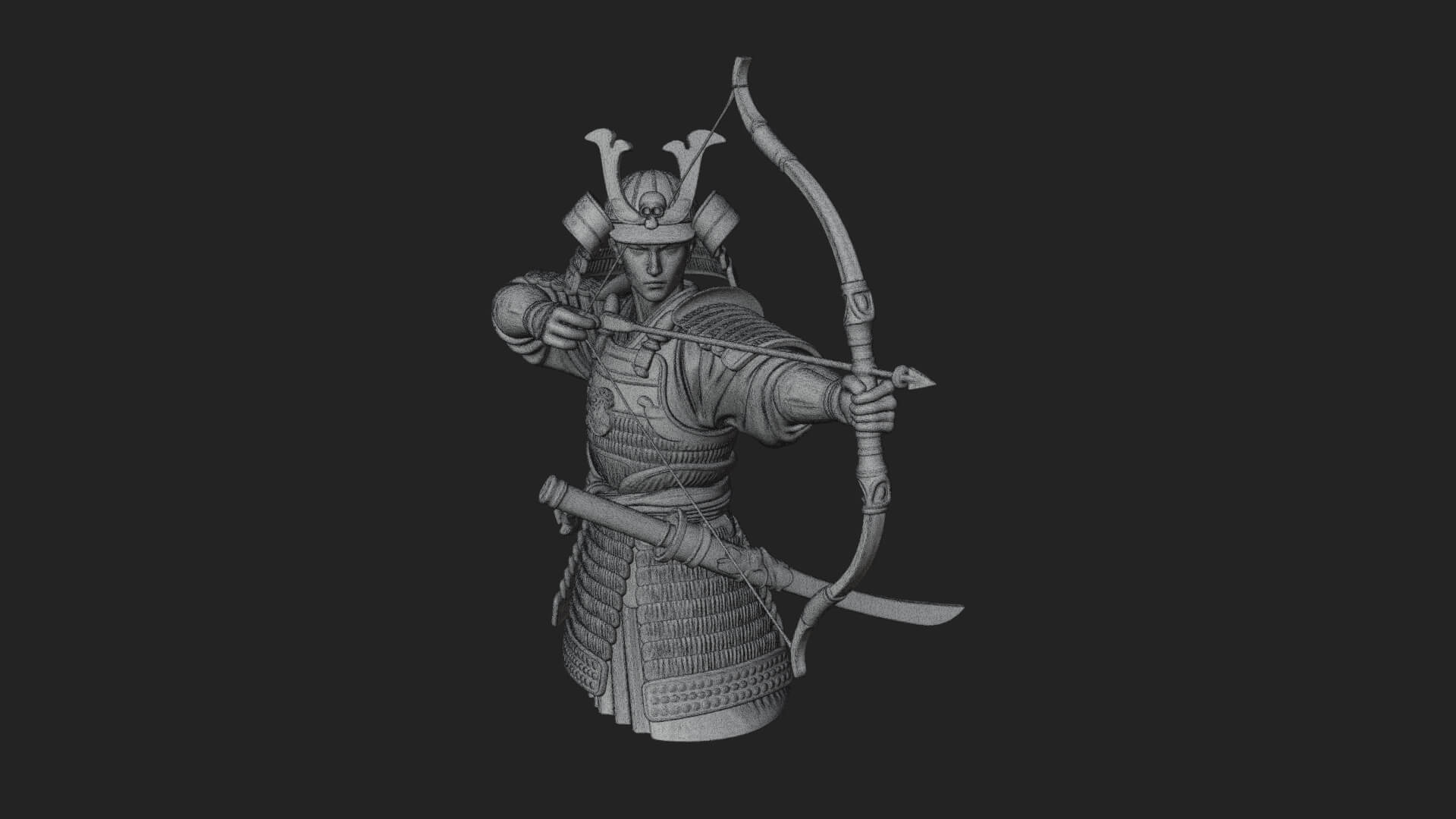 Samurai Archer Statue Design 9 3D Print Model 3D Model