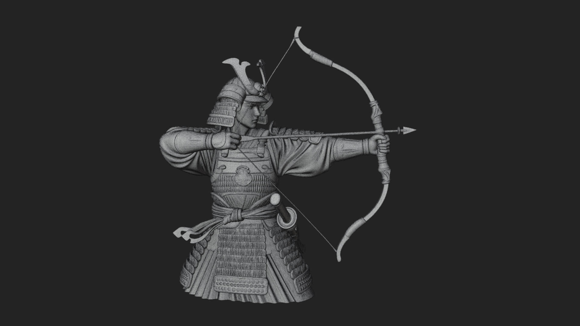Samurai Archer Statue Design 9 3D Print Model 3D Model