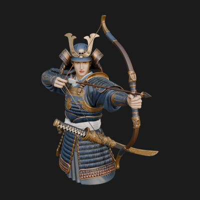Samurai Archer Statue Design 9 3D Print Model
