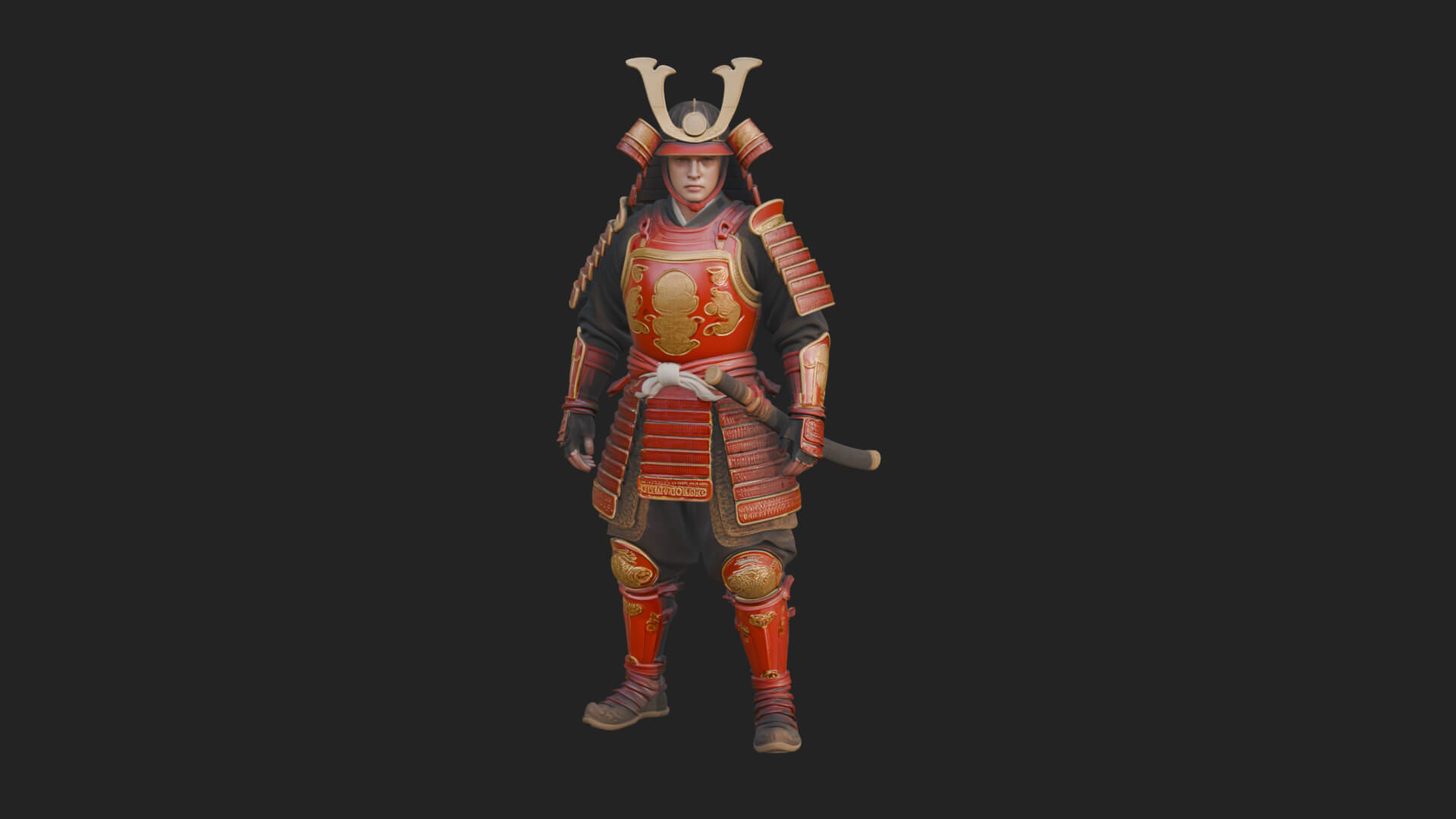 Samurai Armor Display Statue Design 12 3D Print Model 3D Model