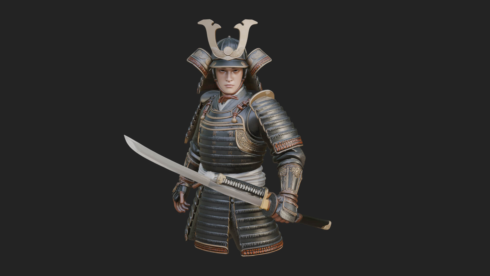 Samurai Armor Display Statue Design 13 3d Print Model 3D Model