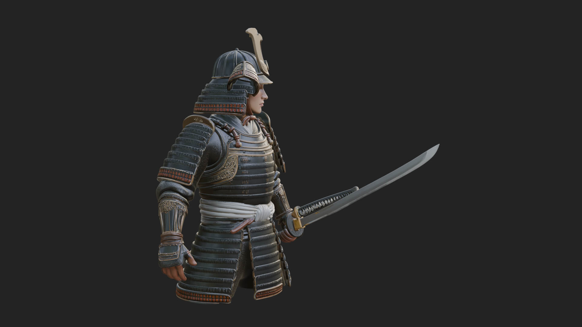 Samurai Armor Display Statue Design 13 3d Print Model 3D Model