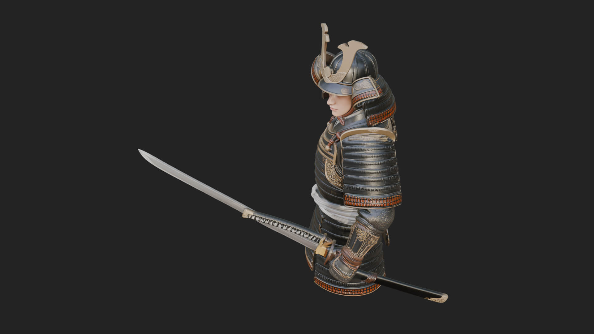 Samurai Armor Display Statue Design 13 3d Print Model 3D Model