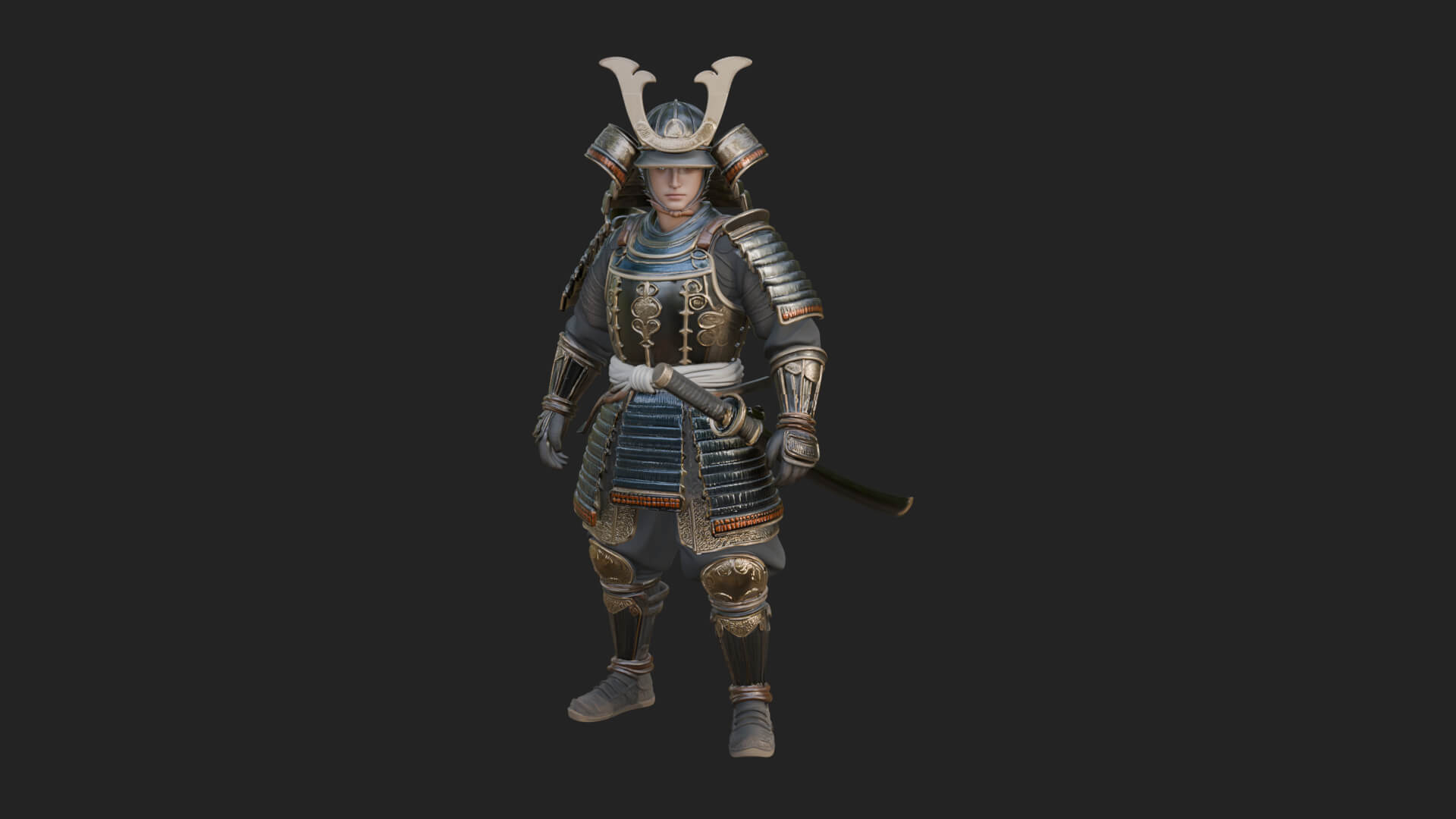 Samurai Armor Display Statue Design 15 3D Print Model 3D Model