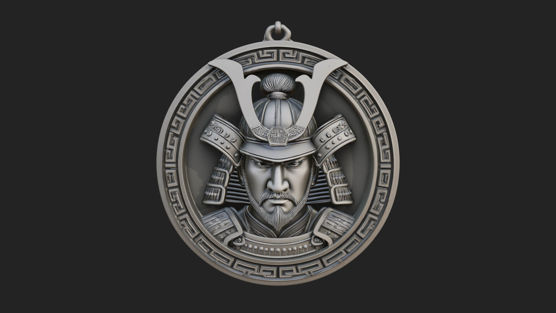 Samurai Helm Oval Plaque Design 1 3D Print Model 3D Model