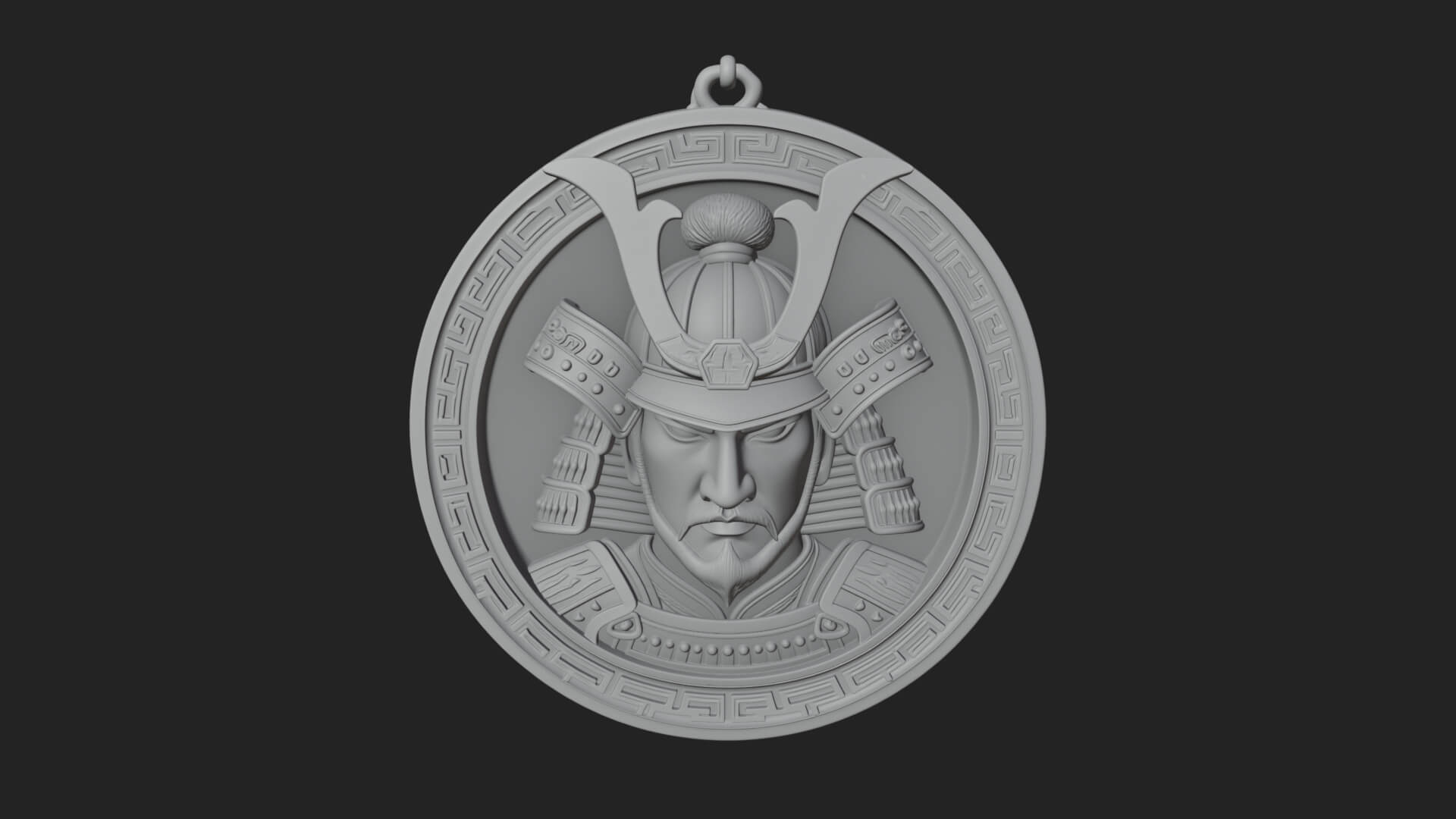 Samurai Helm Oval Plaque Design 1 3D Print Model 3D Model