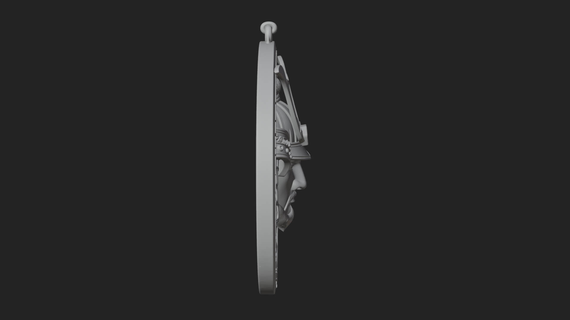Samurai Helm Oval Plaque Design 1 3D Print Model 3D Model