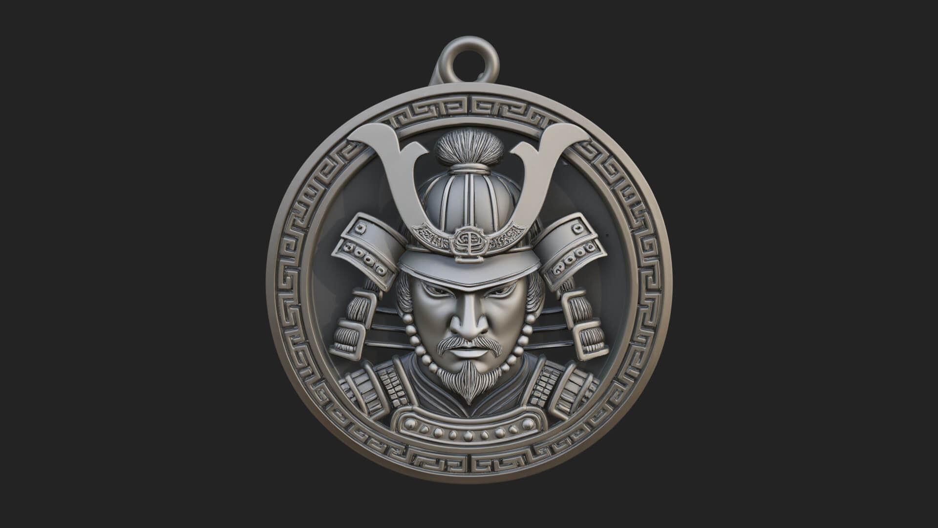 Samurai Helm Oval Plaque Design 2 3D Print Model 3D Model