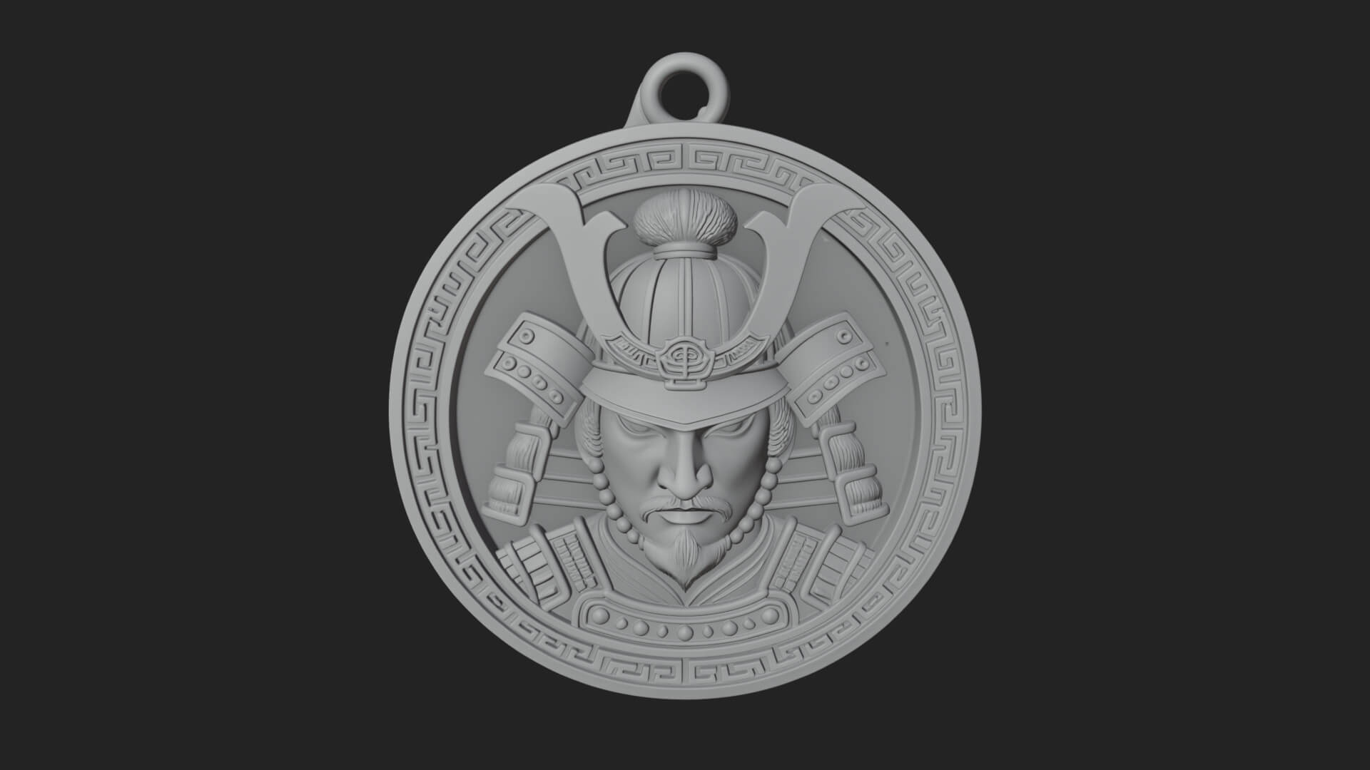 Samurai Helm Oval Plaque Design 2 3D Print Model 3D Model