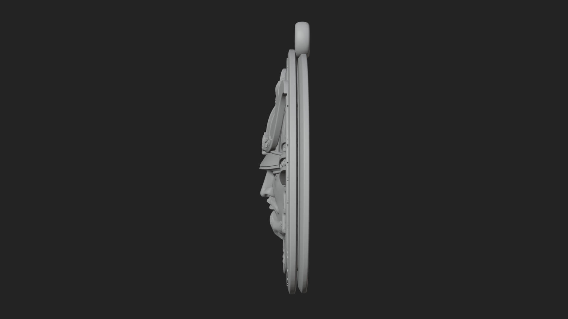 Samurai Helm Oval Plaque Design 2 3D Print Model 3D Model