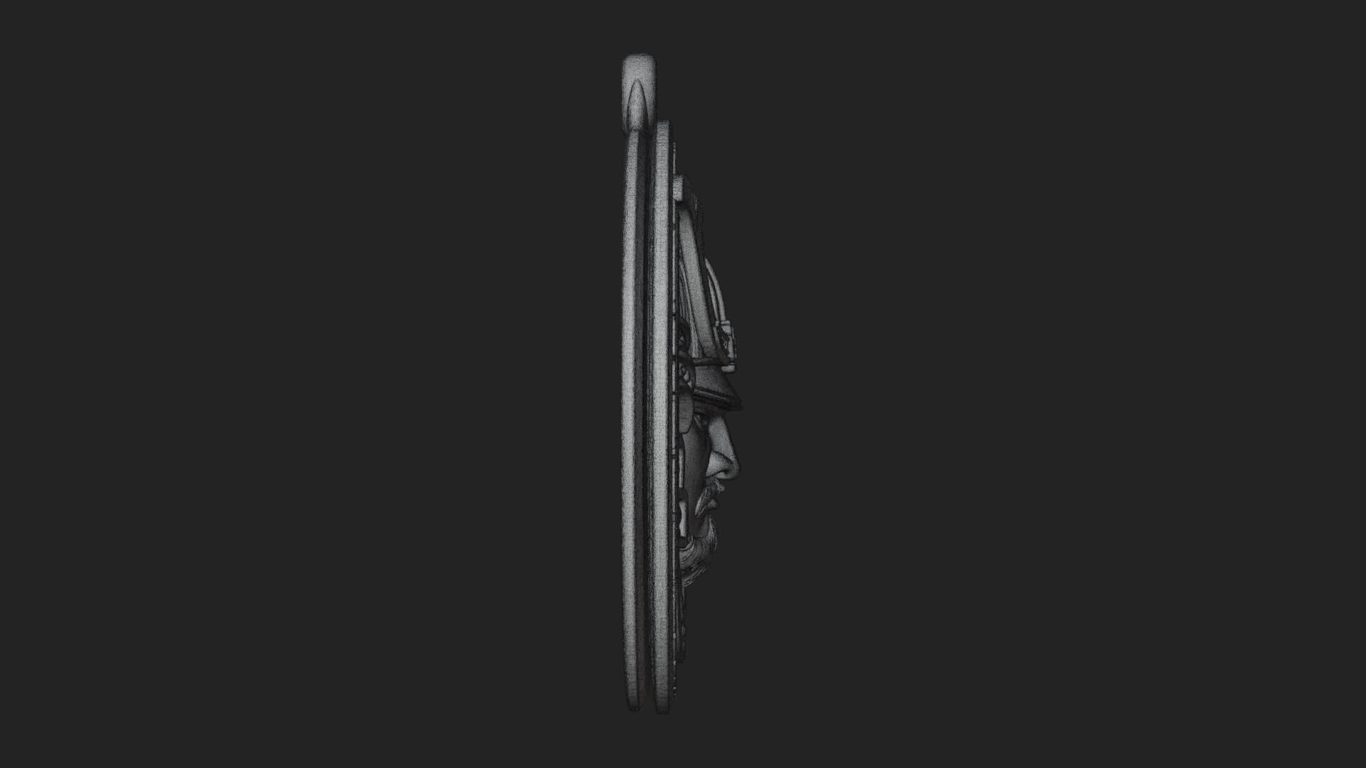 Samurai Helm Oval Plaque Design 2 3D Print Model 3D Model