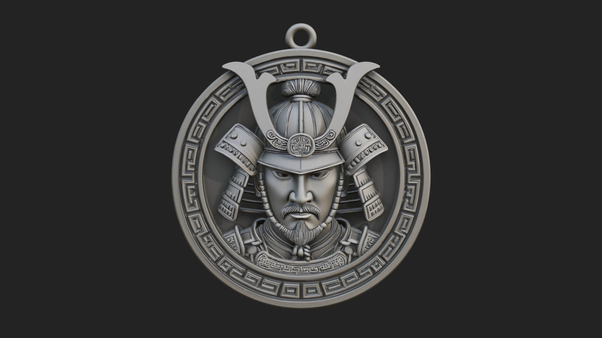 Samurai Helm Oval Plaque Design 3 3D Print Model 3D Model