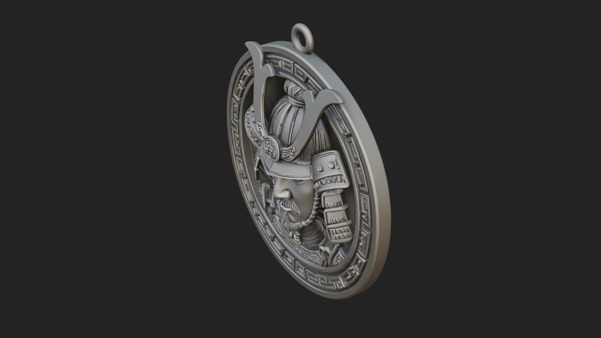 Samurai Helm Oval Plaque Design 3 3D Print Model 3D Model