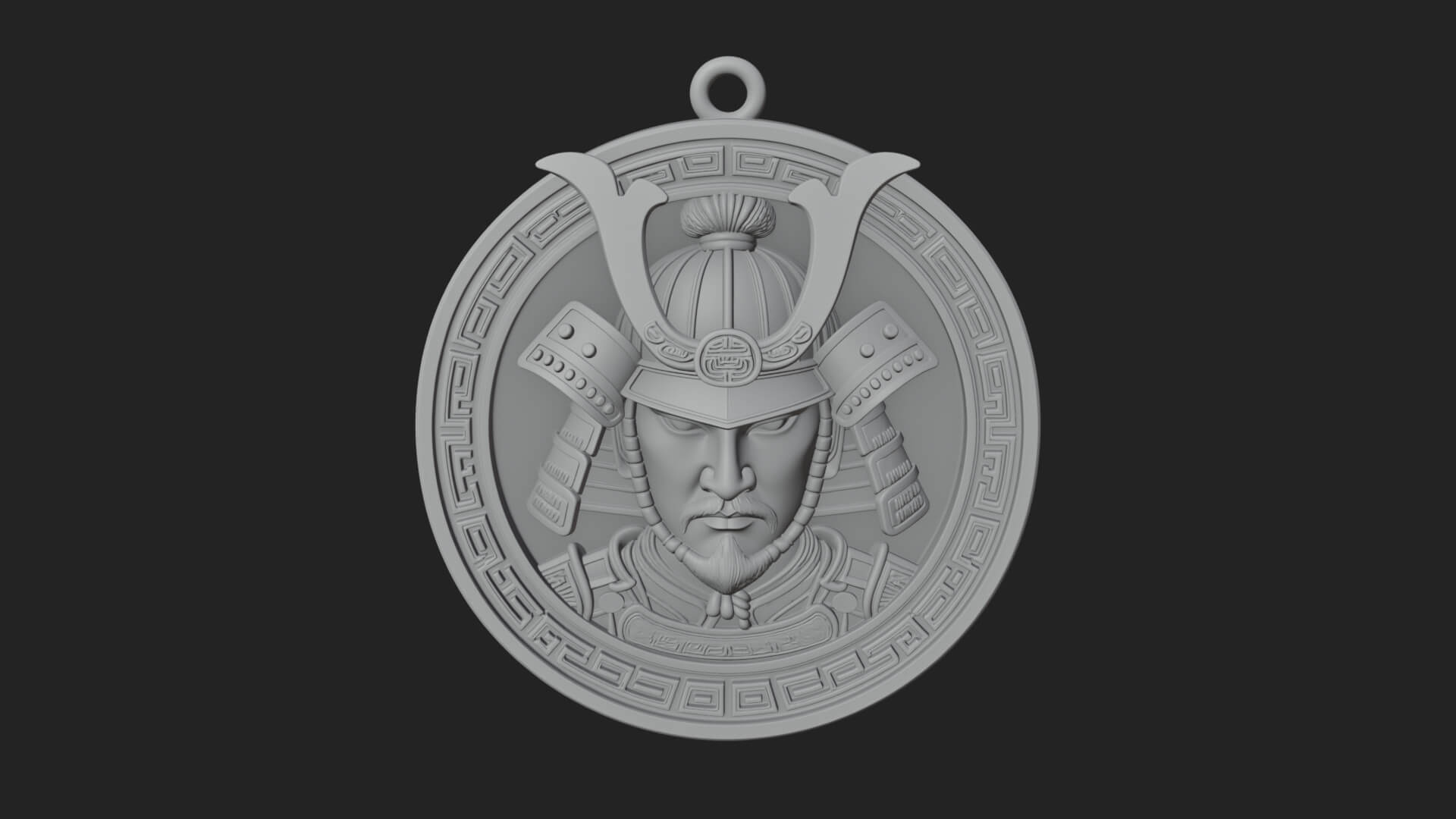 Samurai Helm Oval Plaque Design 3 3D Print Model 3D Model