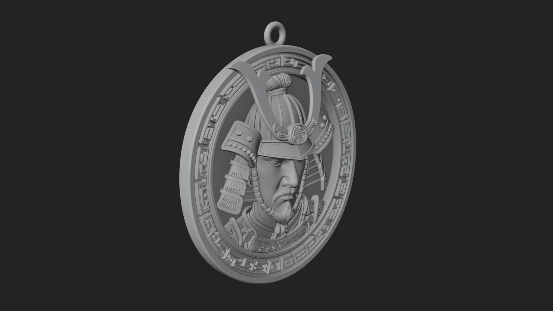 Samurai Helm Oval Plaque Design 3 3D Print Model 3D Model