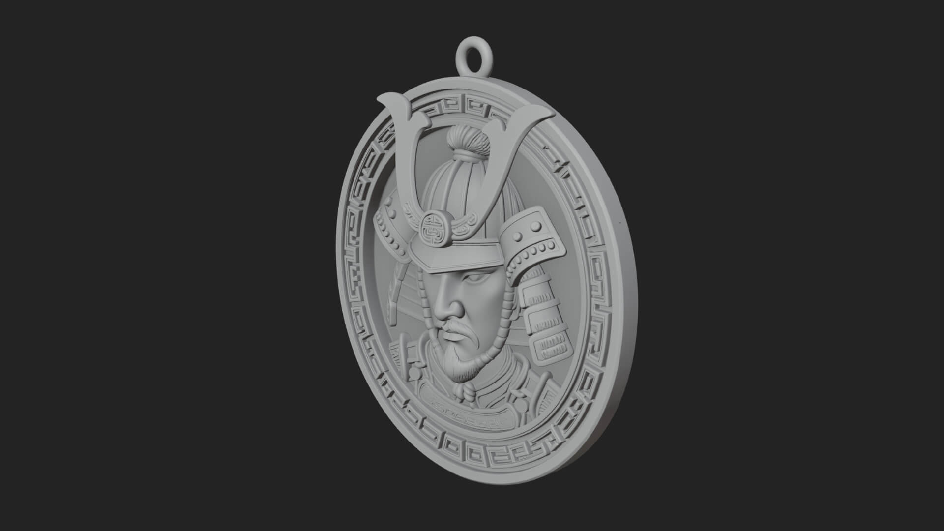 Samurai Helm Oval Plaque Design 3 3D Print Model 3D Model