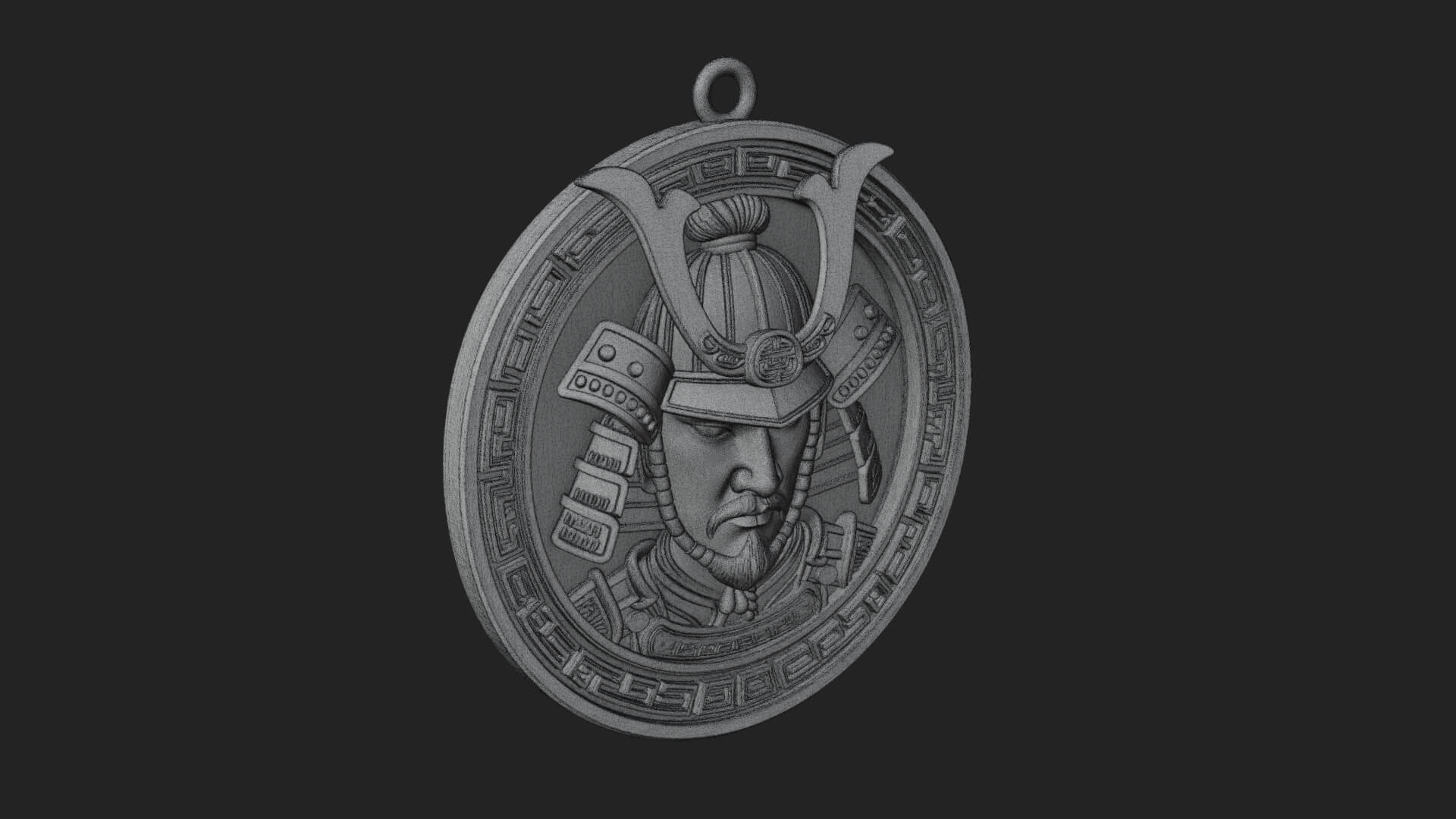 Samurai Helm Oval Plaque Design 3 3D Print Model 3D Model