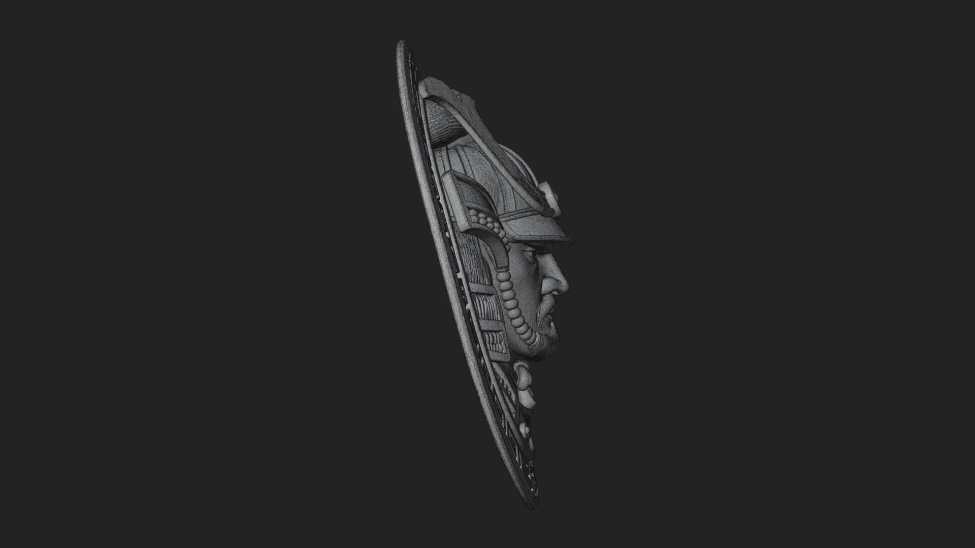 Samurai Helm Oval Plaque Design 4 3D Print Model 3D Model