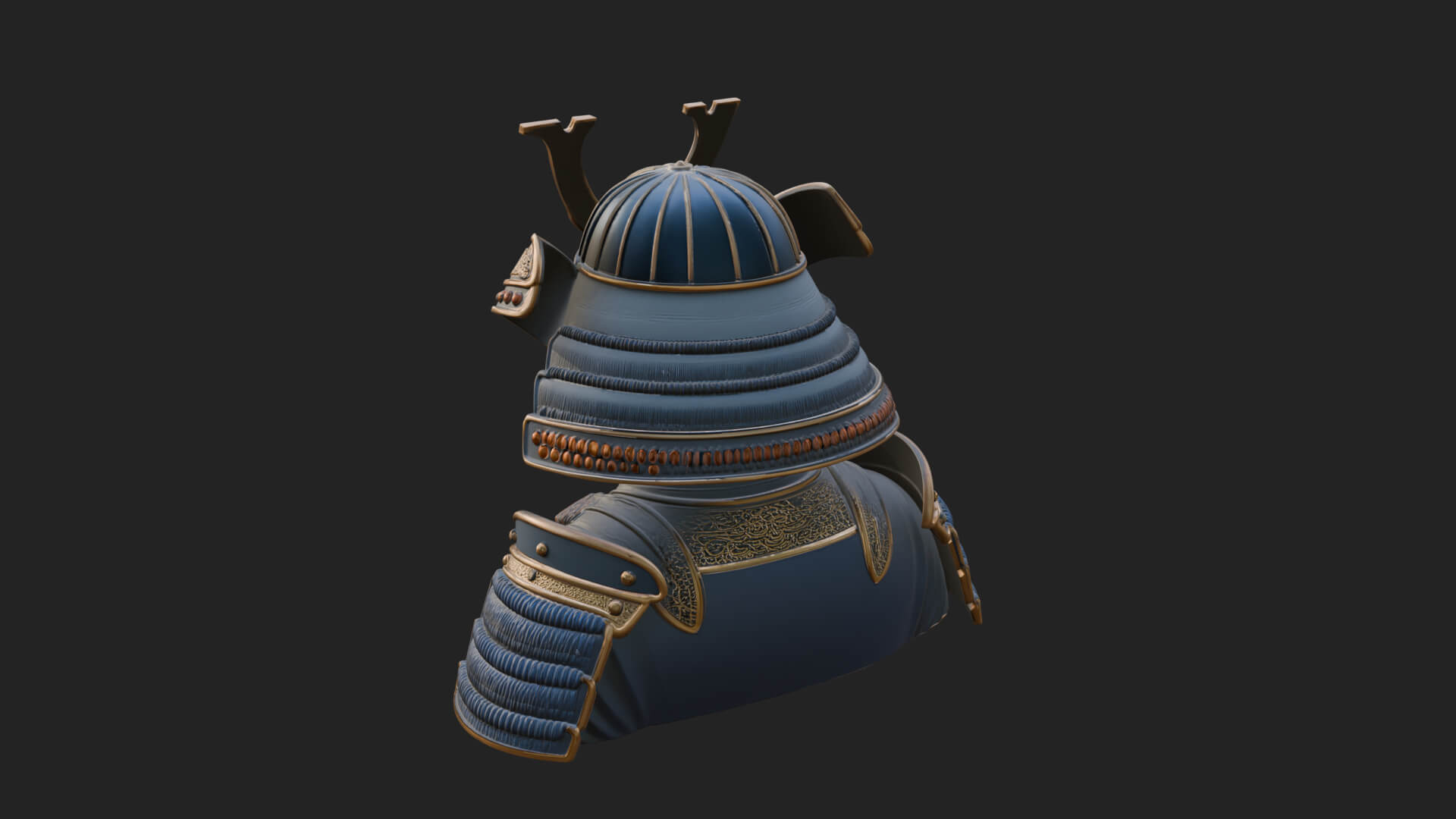 Samurai Kabuto Helm Bust Design 1 3D Print Model 3D Model