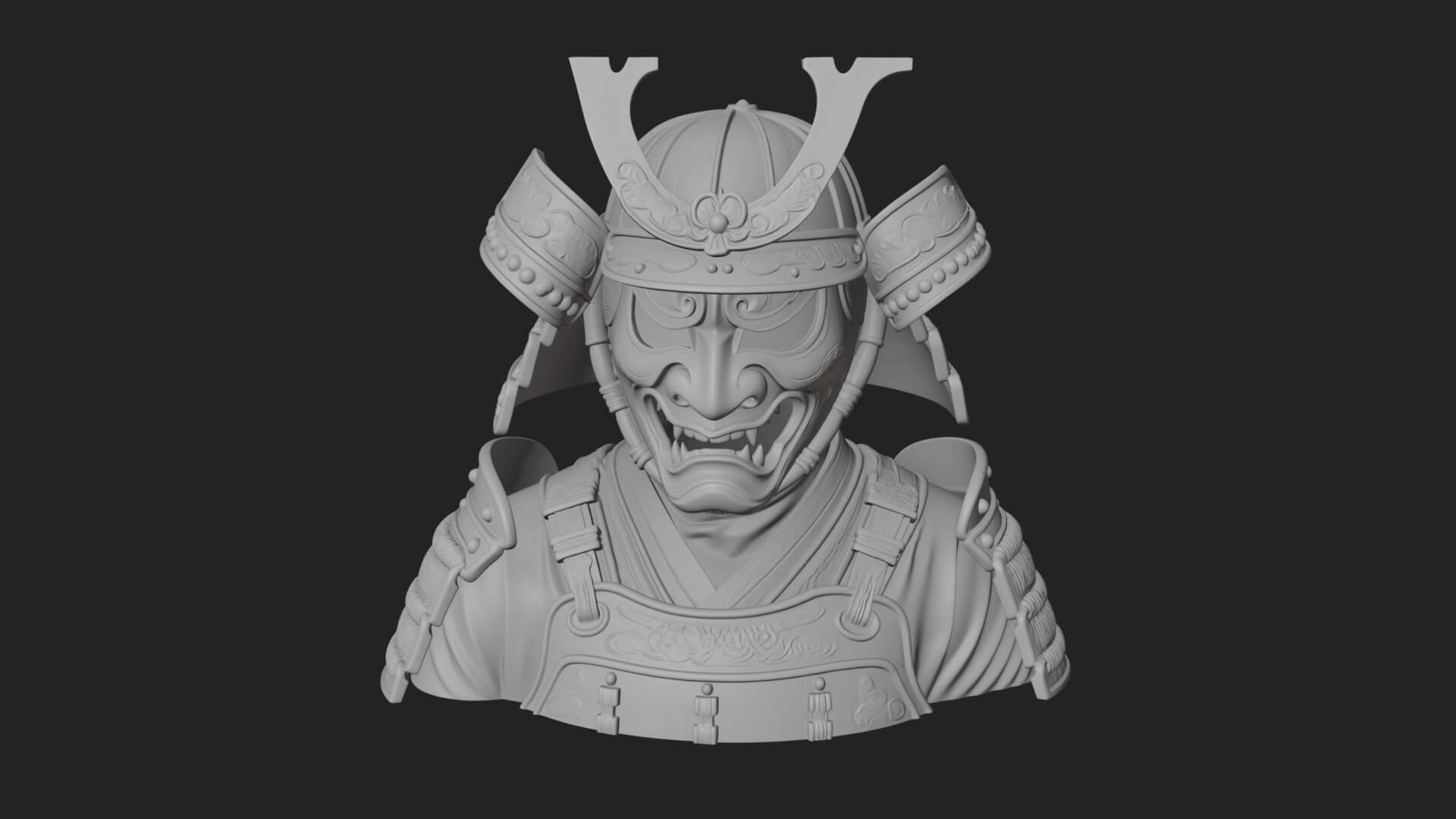 Samurai Kabuto Helm Bust Design 1 3D Print Model 3D Model