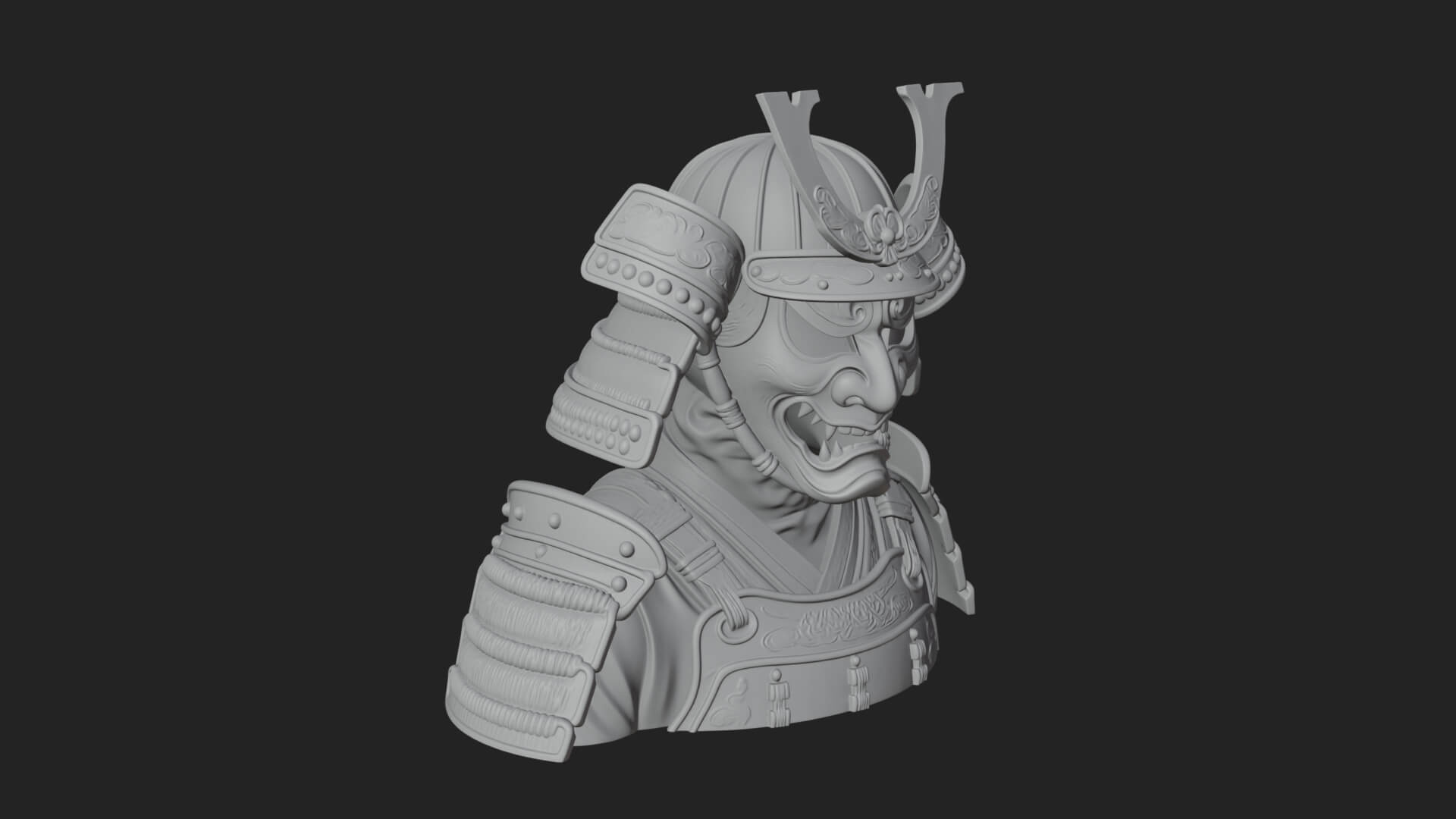 Samurai Kabuto Helm Bust Design 1 3D Print Model 3D Model