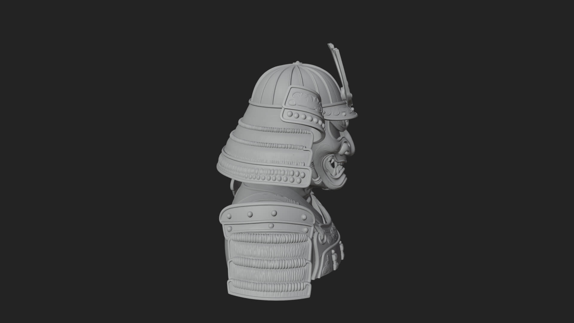 Samurai Kabuto Helm Bust Design 1 3D Print Model 3D Model
