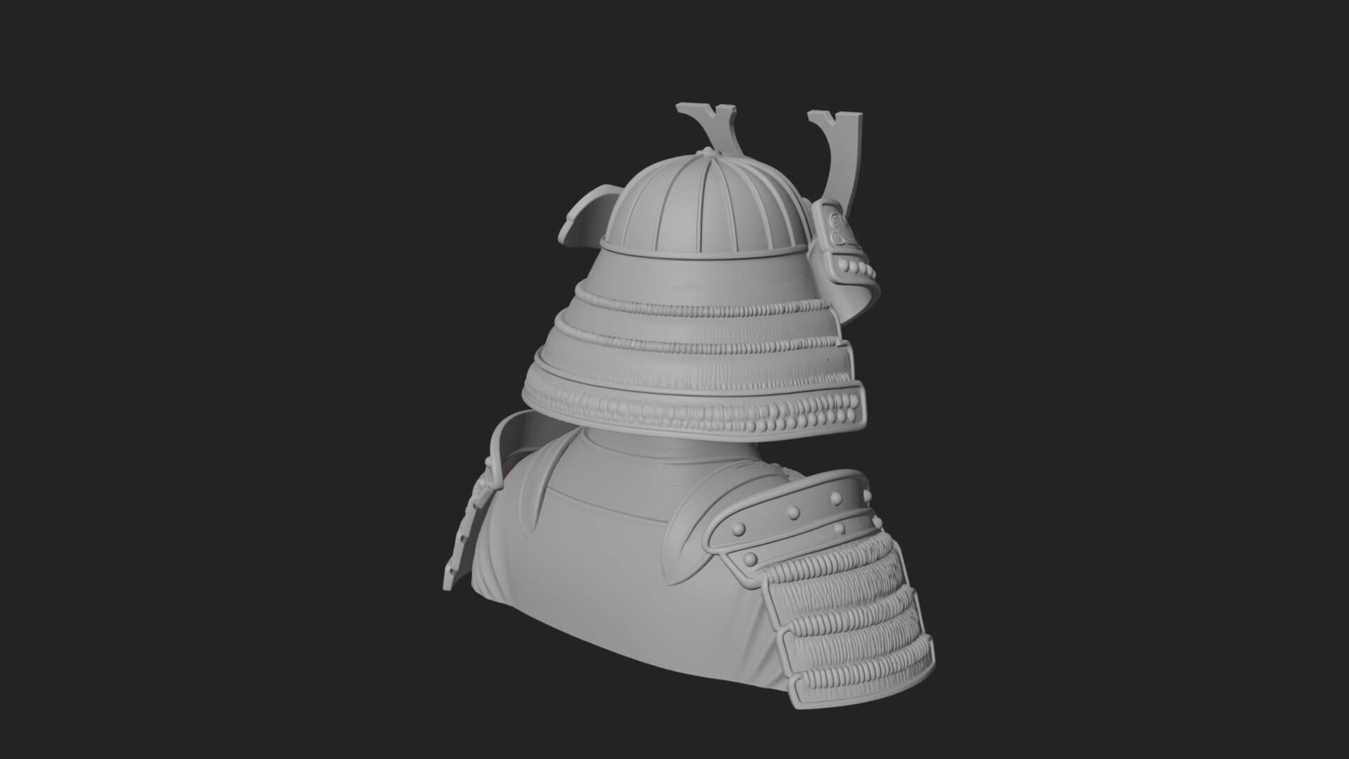 Samurai Kabuto Helm Bust Design 1 3D Print Model 3D Model