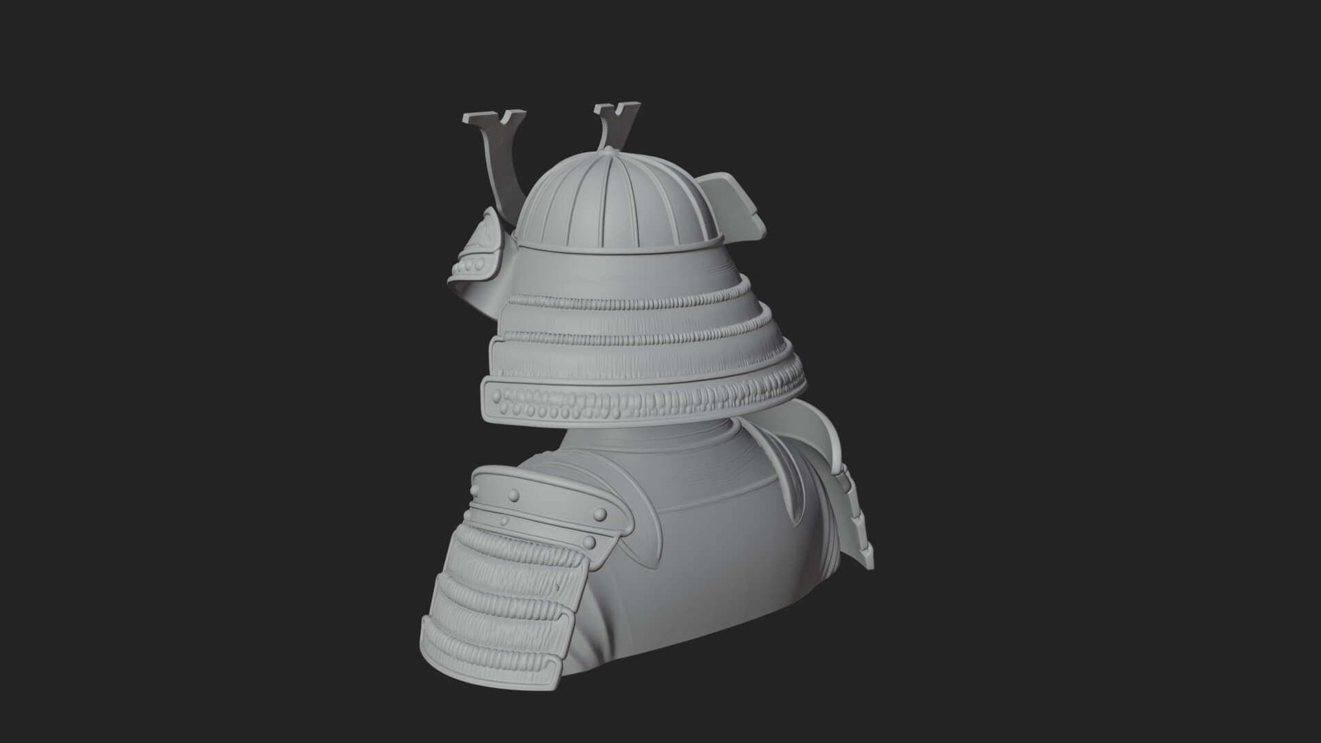Samurai Kabuto Helm Bust Design 1 3D Print Model 3D Model