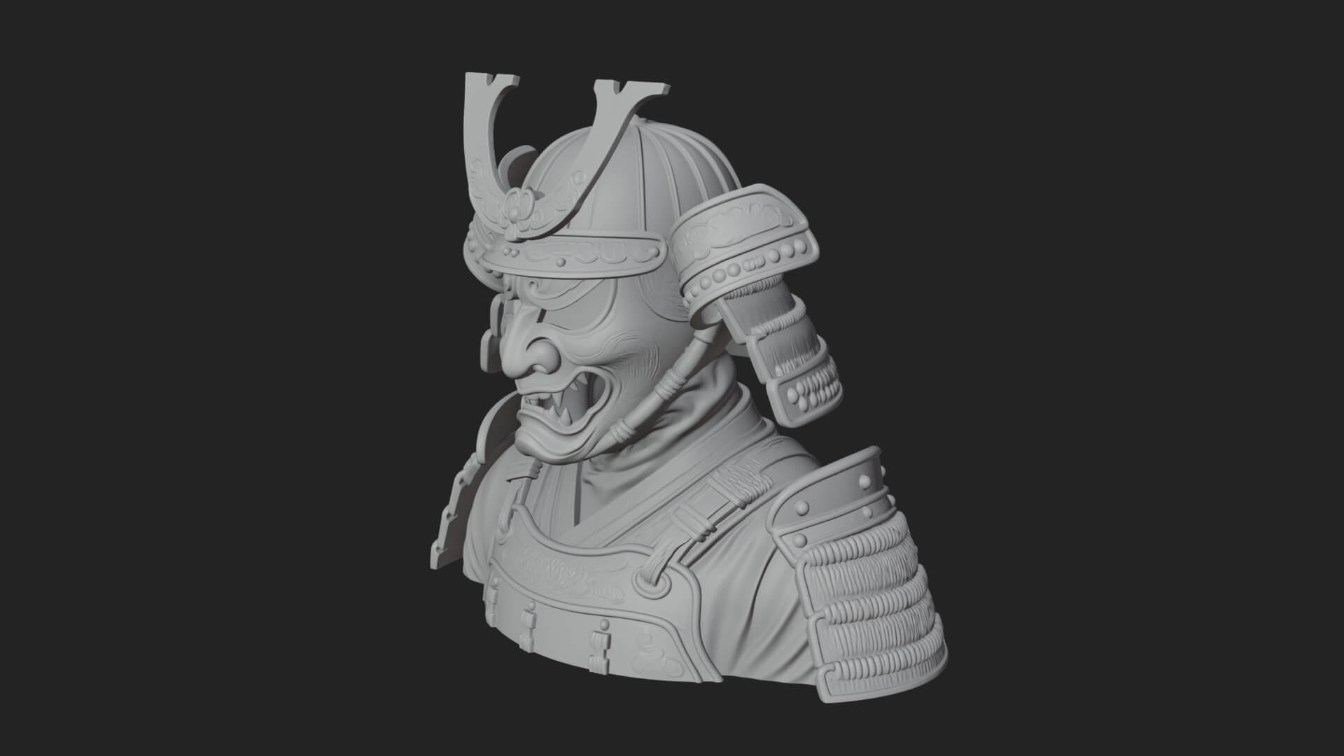 Samurai Kabuto Helm Bust Design 1 3D Print Model 3D Model